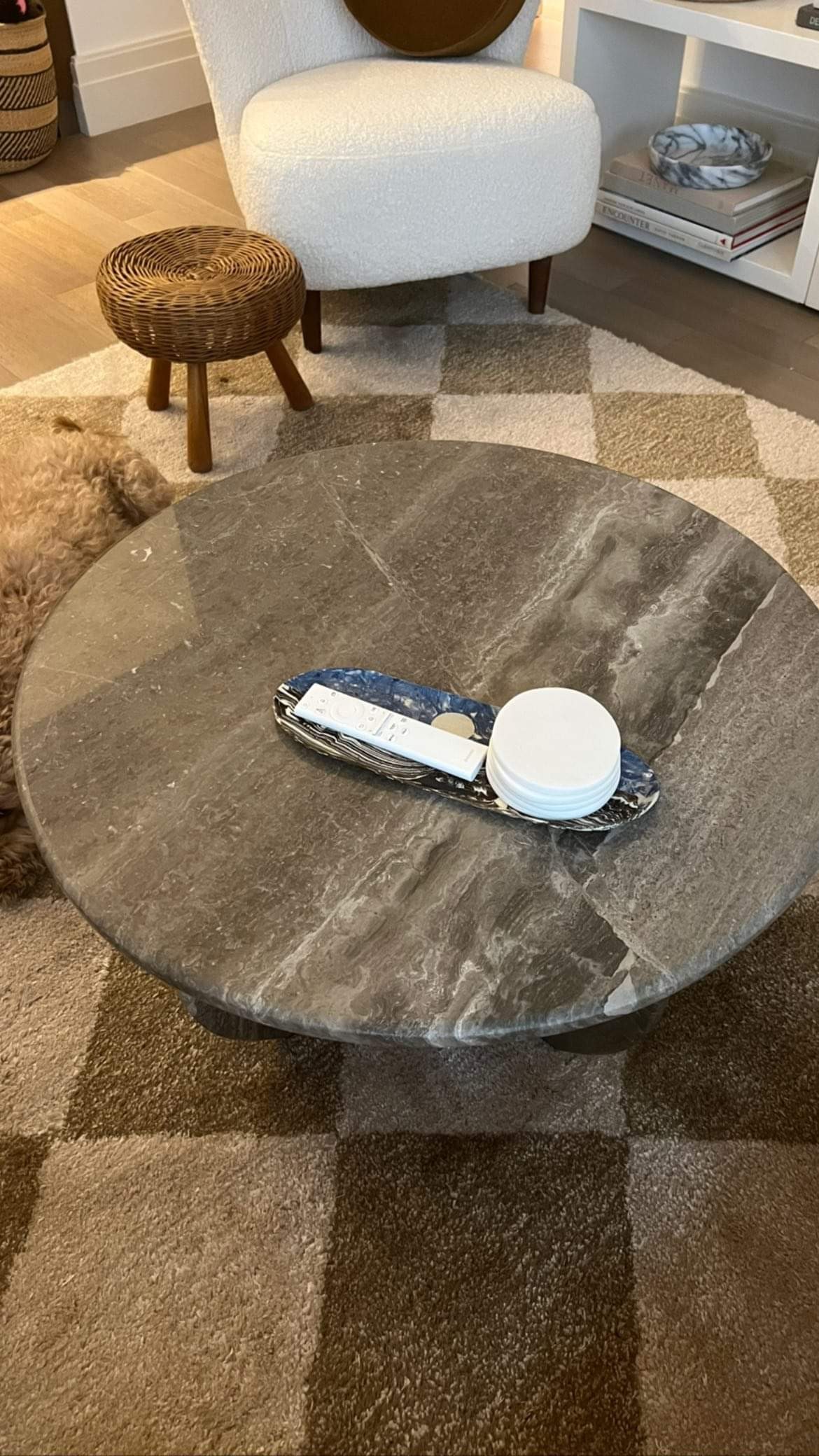 Brown marble coffee table 60 cm diameter free shipping