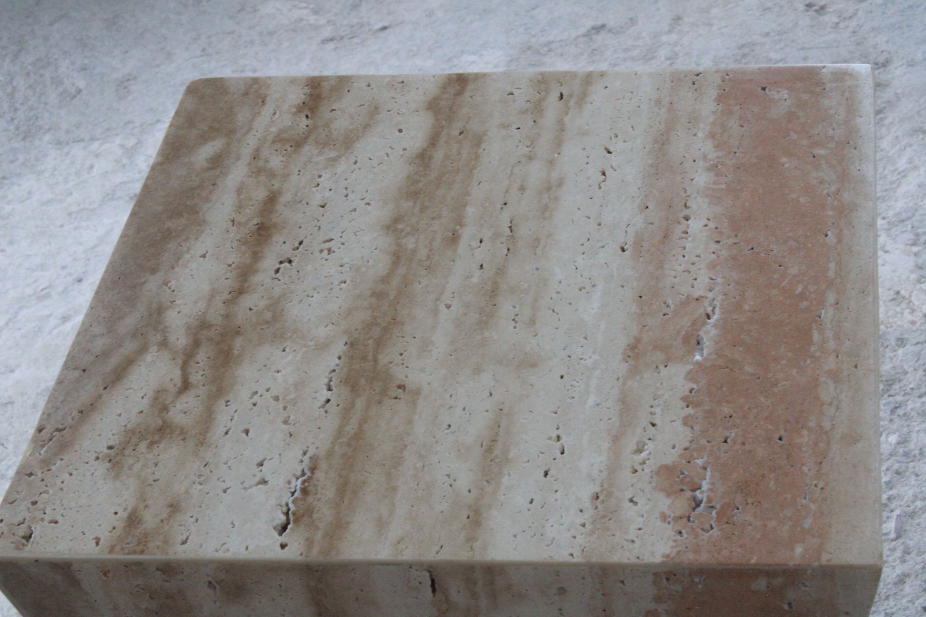 Travertine Geometric Cube Coffee Table Two Pieces