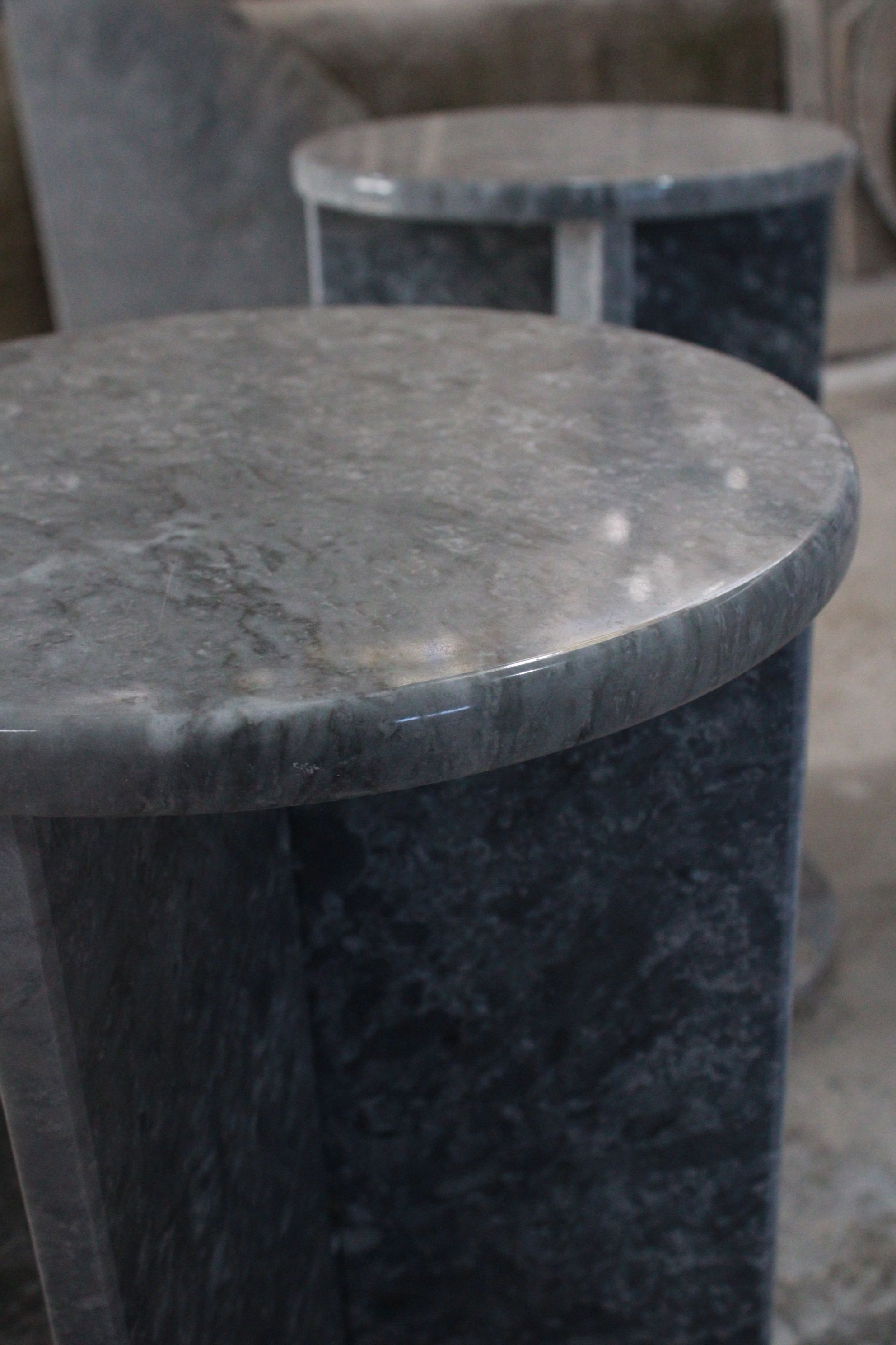 Silver Marble Side Table, Corner table, End table 55x35 cm 