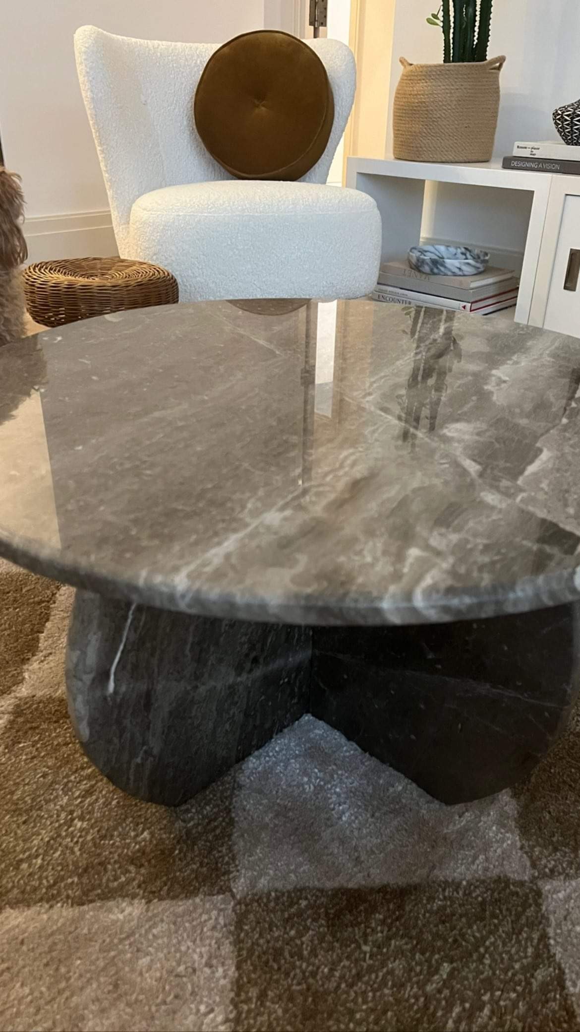 Brown marble coffee table 60 cm diameter free shipping