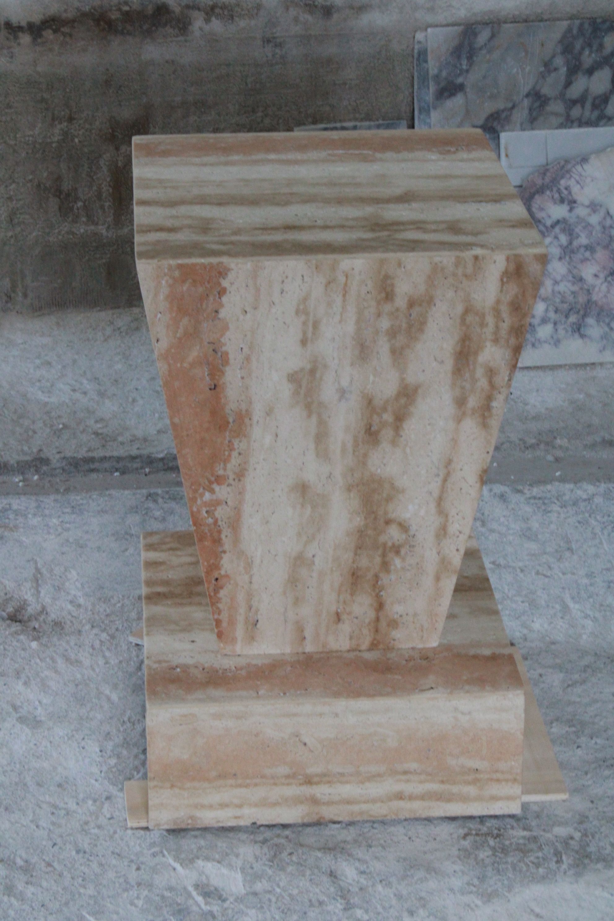 Travertine Geometric Cube Coffee Table Two Pieces