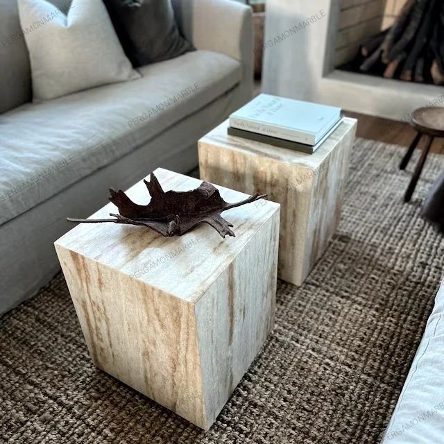 Travertine Cube Coffee Table / side table -40cm - 