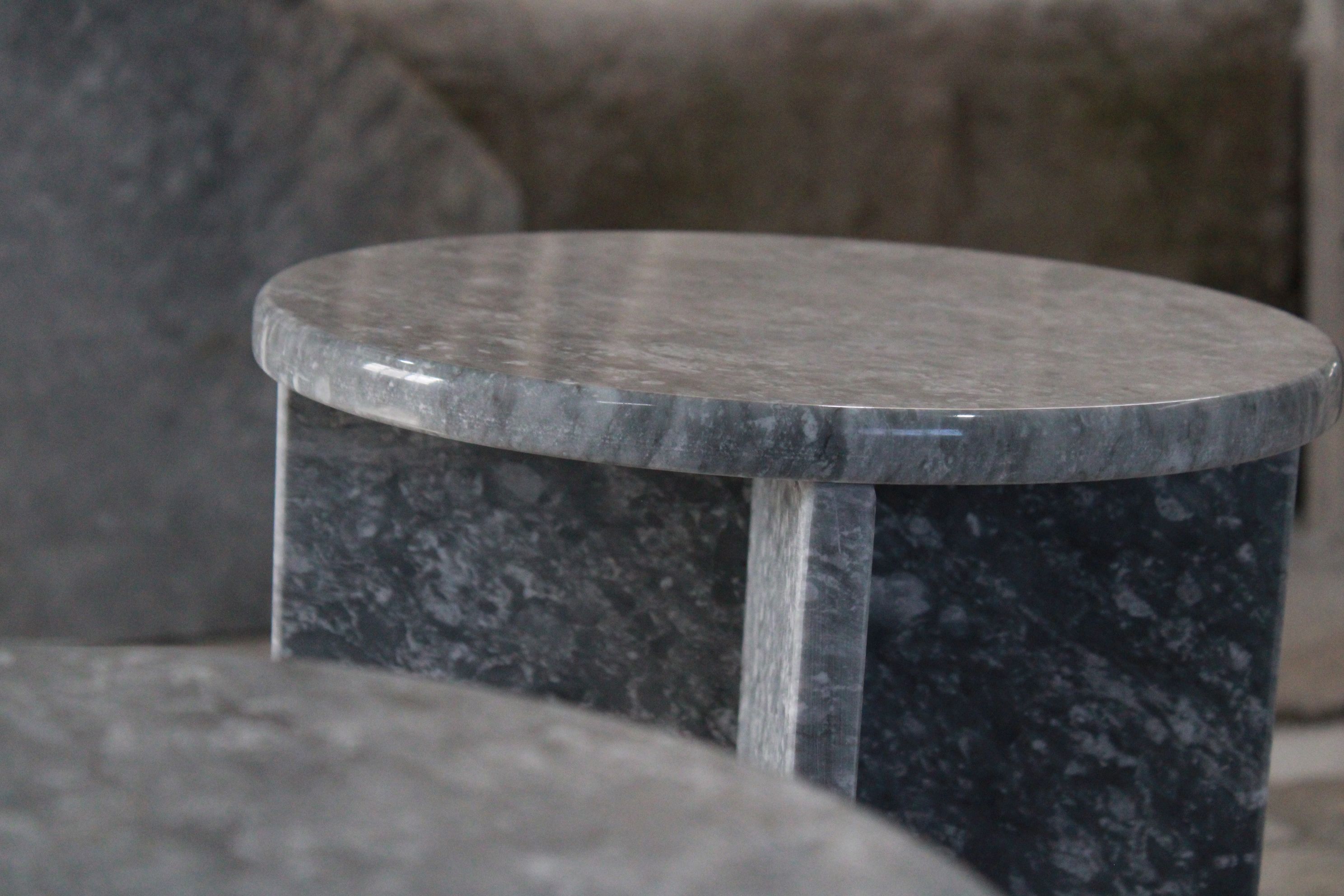 Silver Marble Side Table, Corner table, End table 55x35 cm 