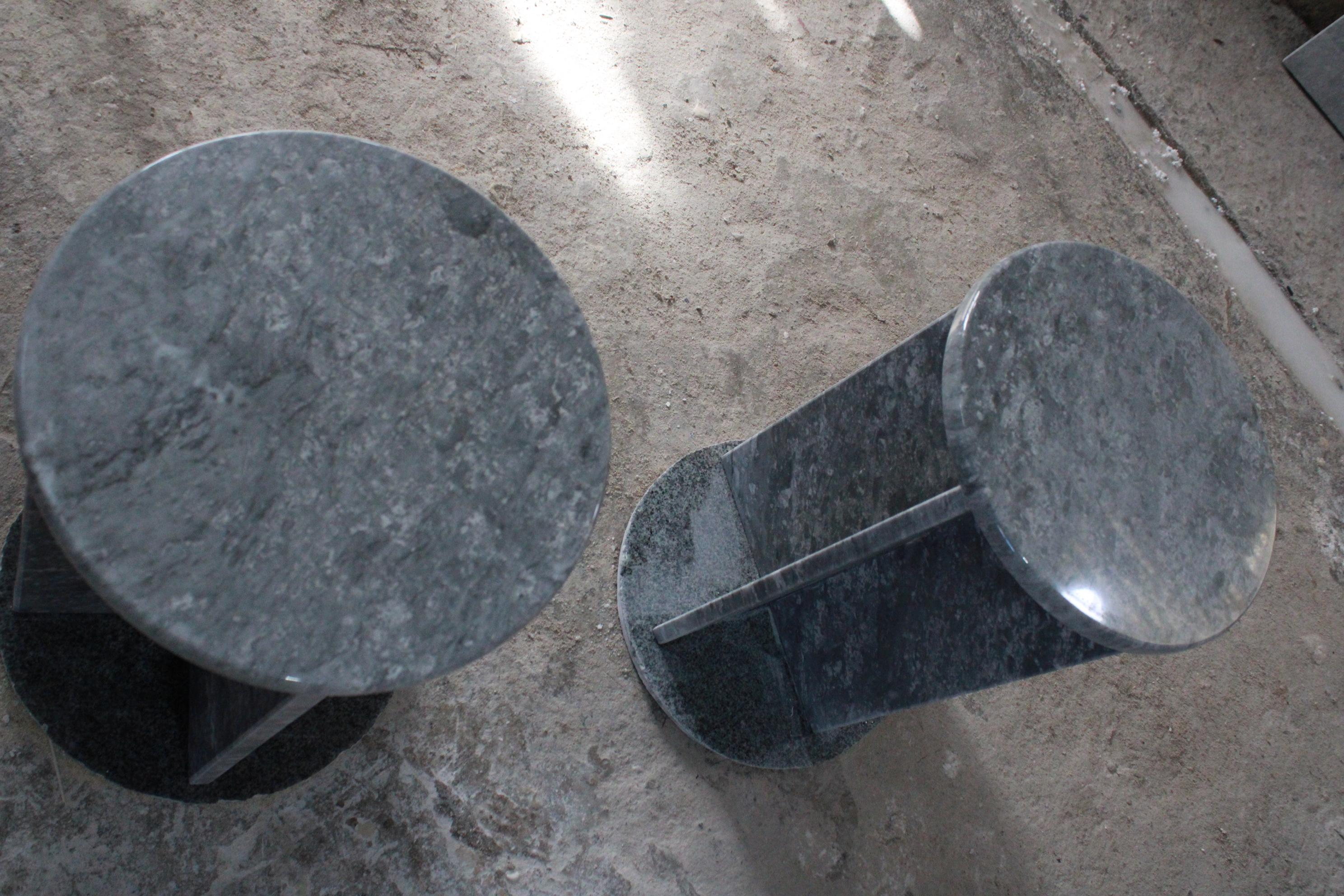 Silver Marble Side Table, Corner table, End table 55x35 cm 