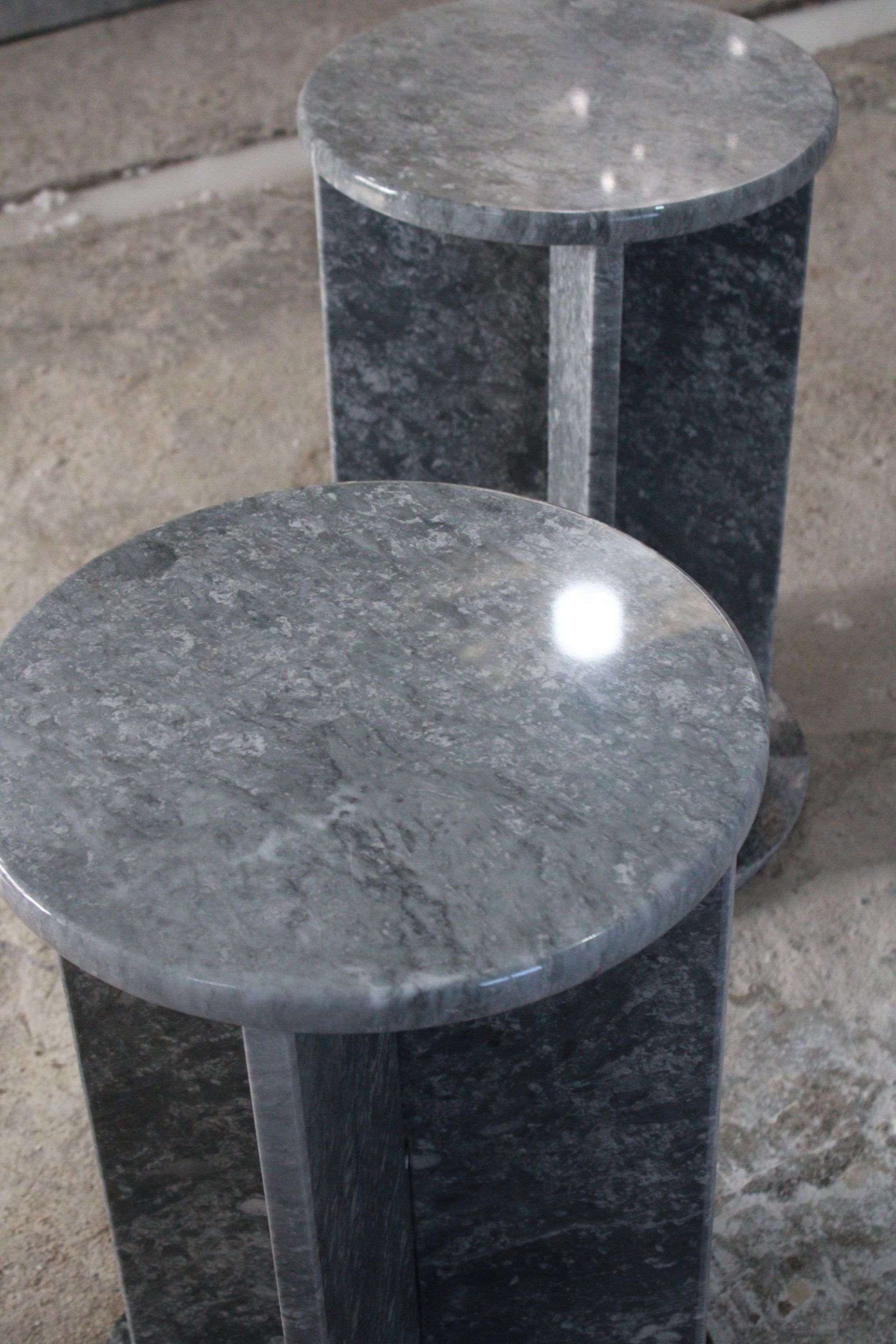 Silver Marble Side Table, Corner table, End table 55x35 cm 