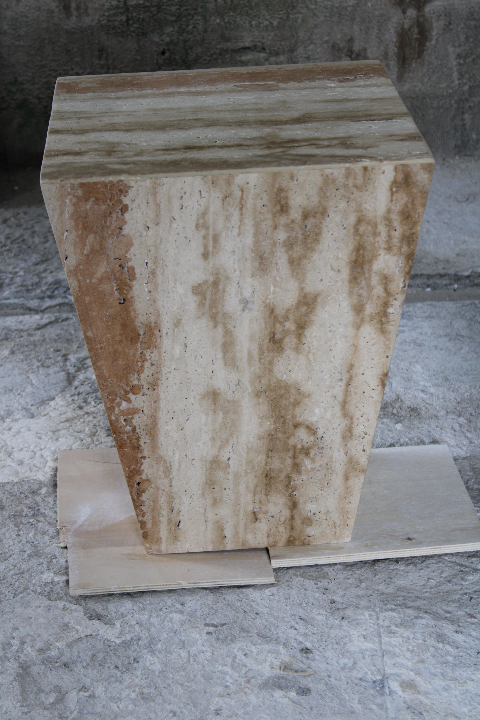 Travertine Geometric Cube Coffee Table Two Pieces