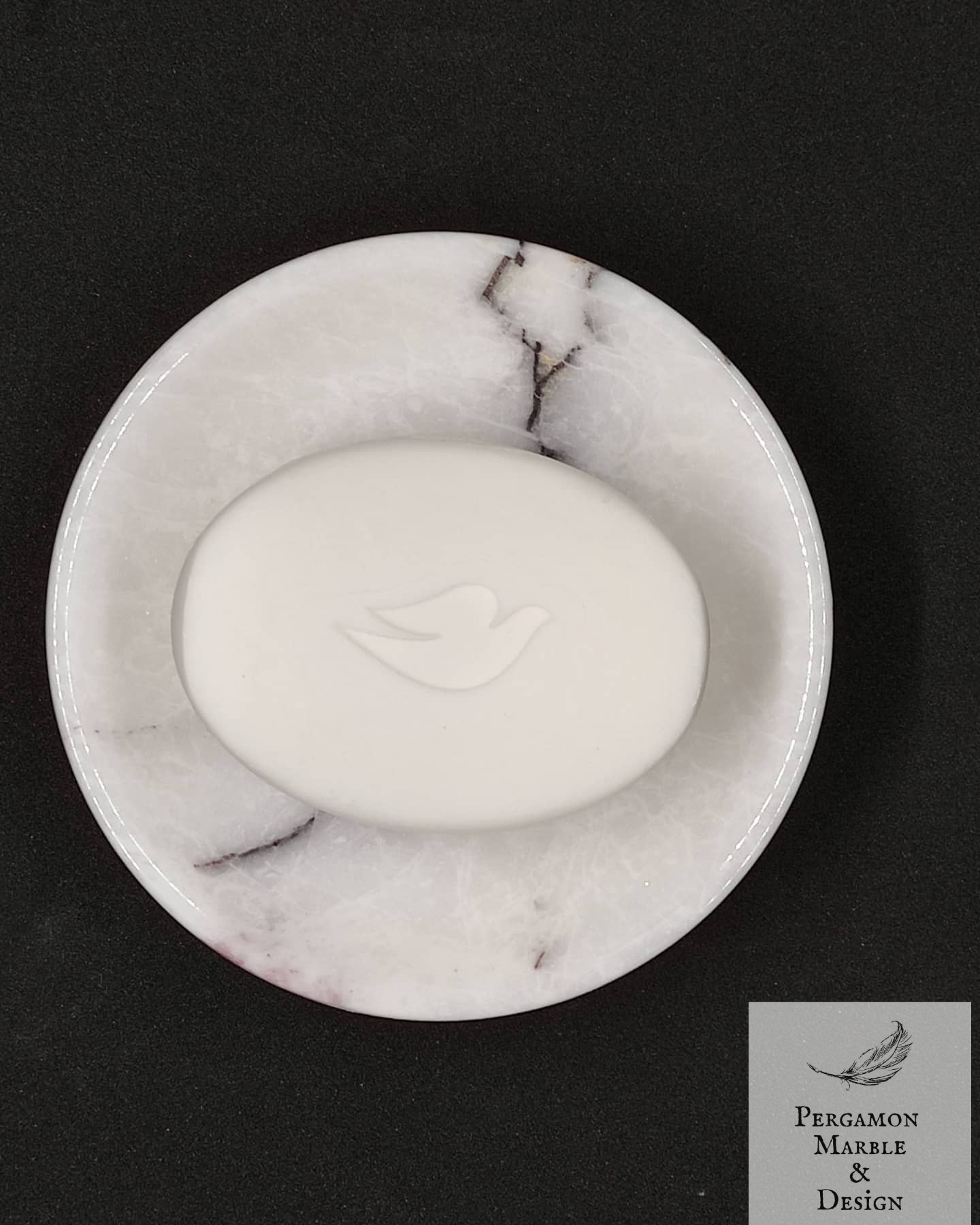 Aegean marble Solid soap dispenser 12 cm in diameter - Handmade