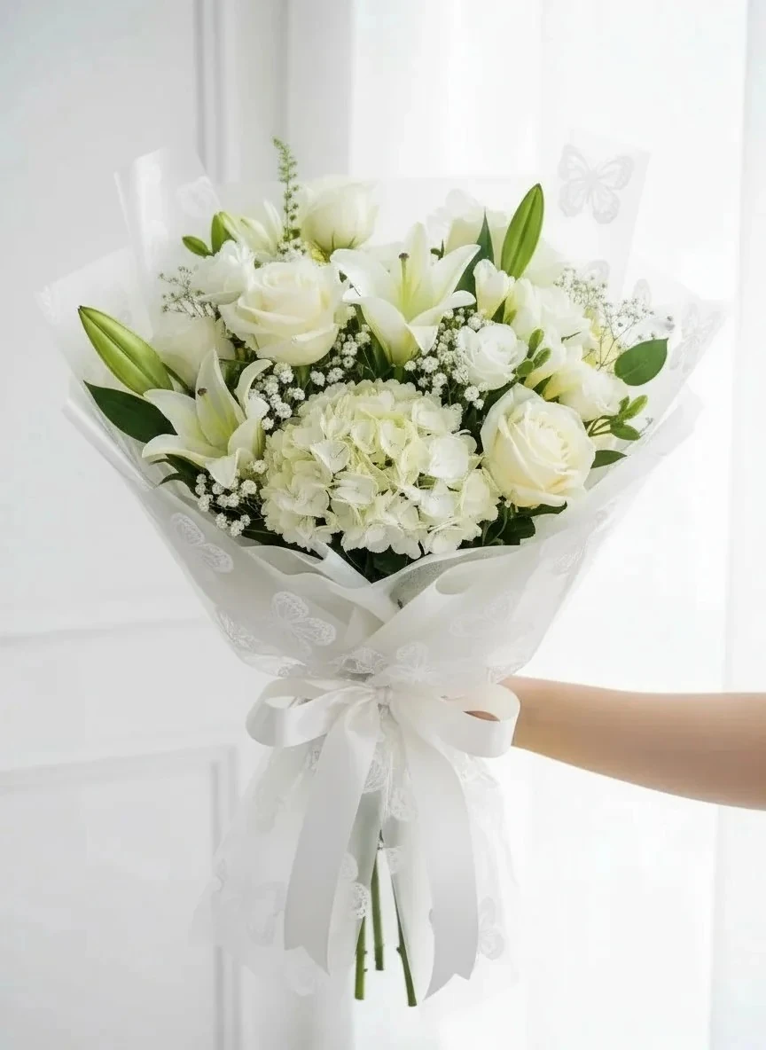 Kelebek Tasarımlı - Şeffaf Renk - Çiçek Buket Kağıdı - Mat Opp - 55x55cm - 20Sayfa