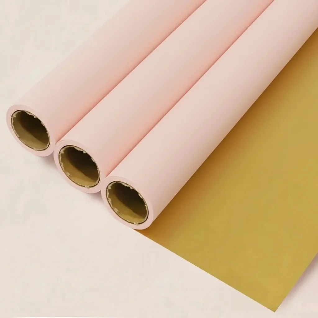 Pembel&Gold Renk Rulo Çiçek buket kağıdı-35 Metre-70cm-sedef