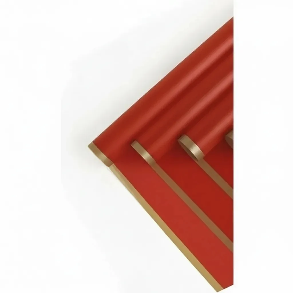 Kırmızı Renk Zemin Gold Çerçeve - Mat Opp Çiçek buket kağıdı. - 55x55cm -  20 Sayfa