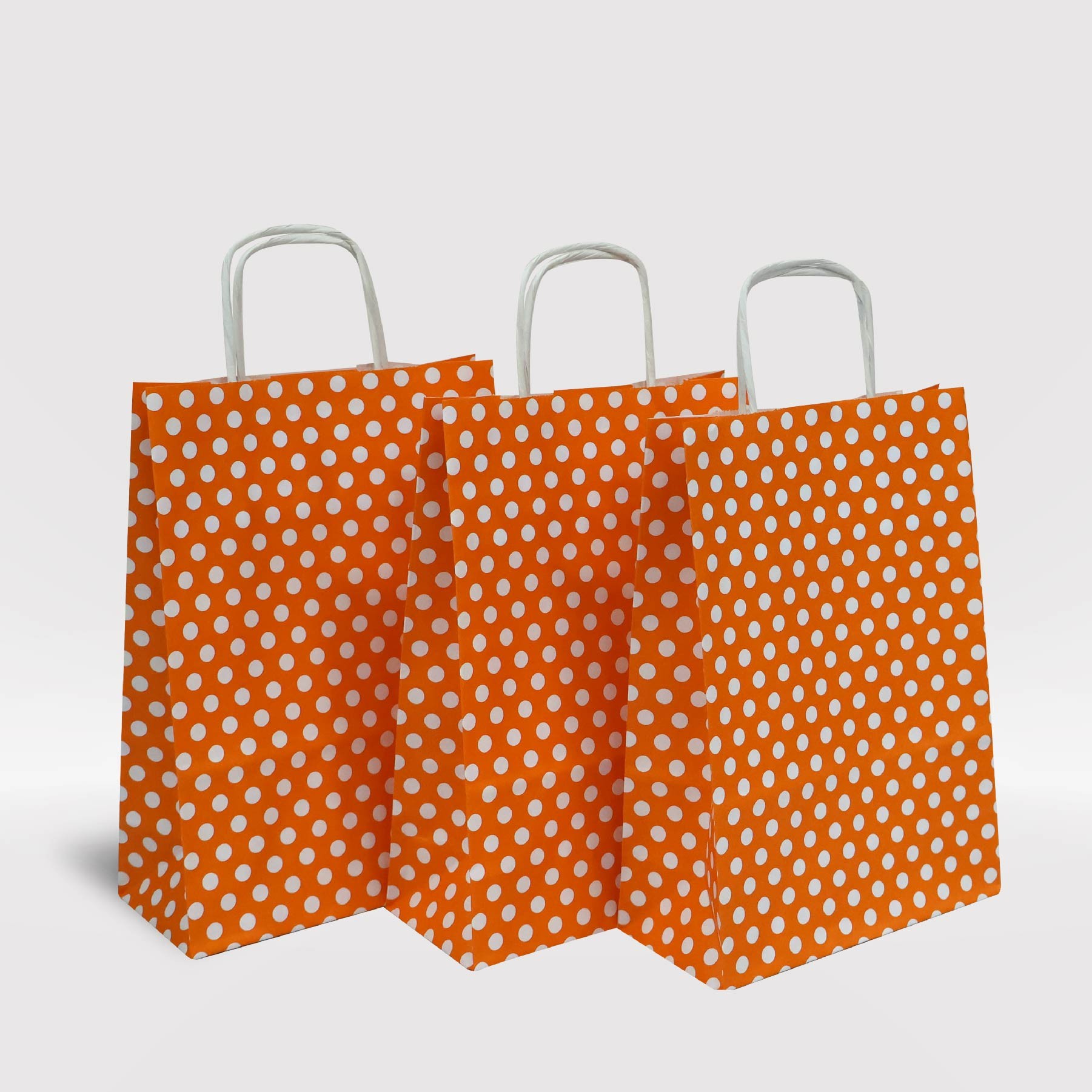 Turuncu Puantiyeli Kraft Kağıt Çanta 18x8x25-(25Adet)