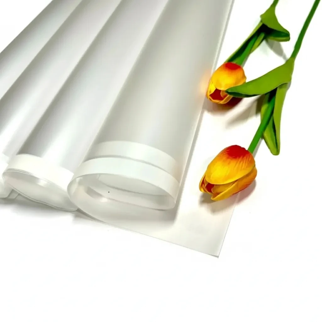  Beyaz Kenarlı Çerçeve Beyaz Zeminli Çiçek Buket Kağıdı Lüks Mat Opp 55x55cm-20Sayfa