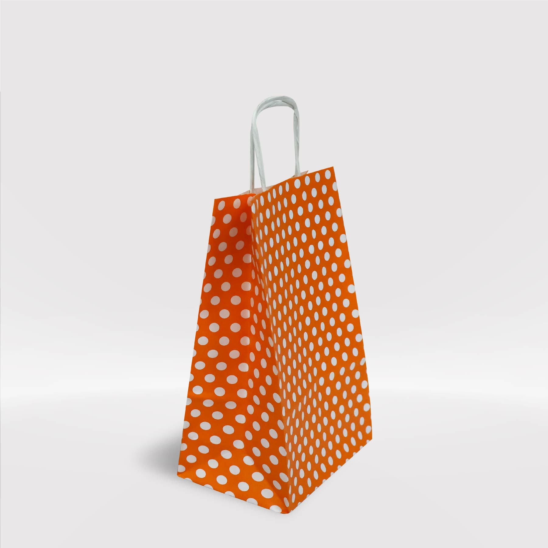 Turuncu Puantiyeli Kraft Kağıt Çanta 18x8x25-(25Adet)
