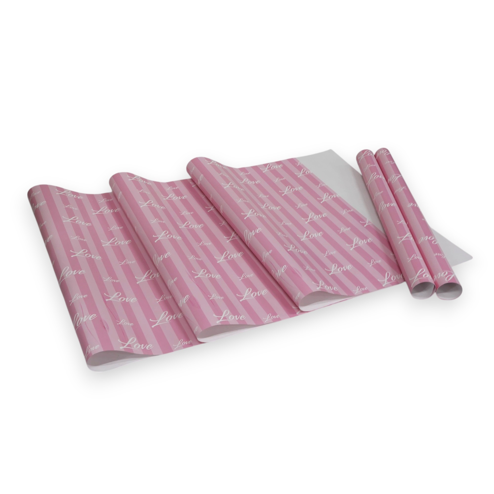 Love Yazılı Pembe Tasarımlı Hediye Paketleme Mazemesi-50x70cm-50Sayfa