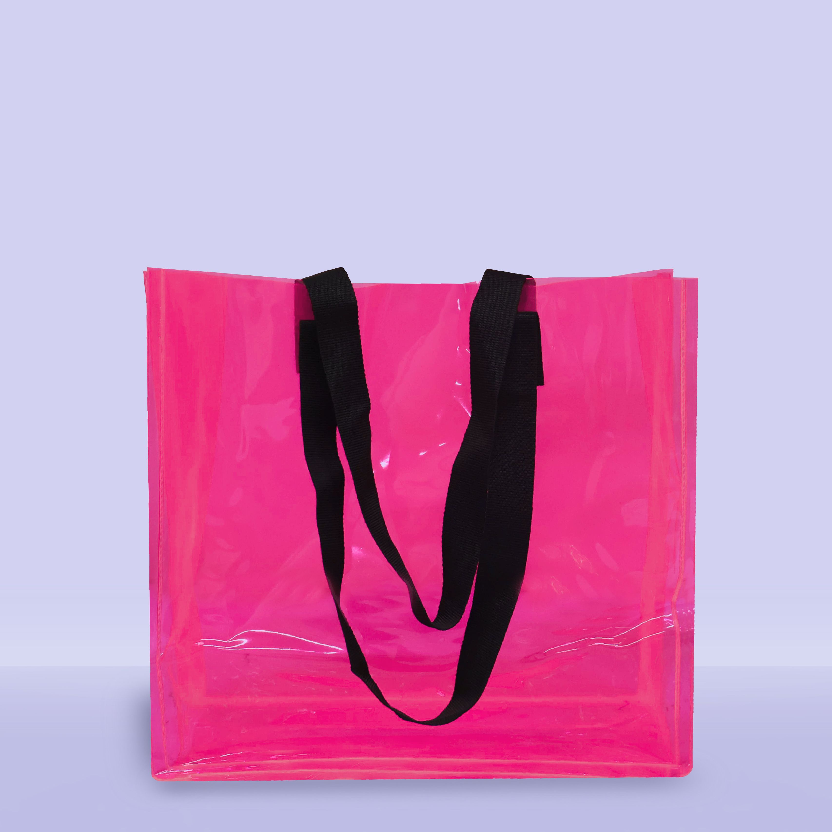 Pembe renk Plaj Çantası-50 mic PVC-38x18x38cm