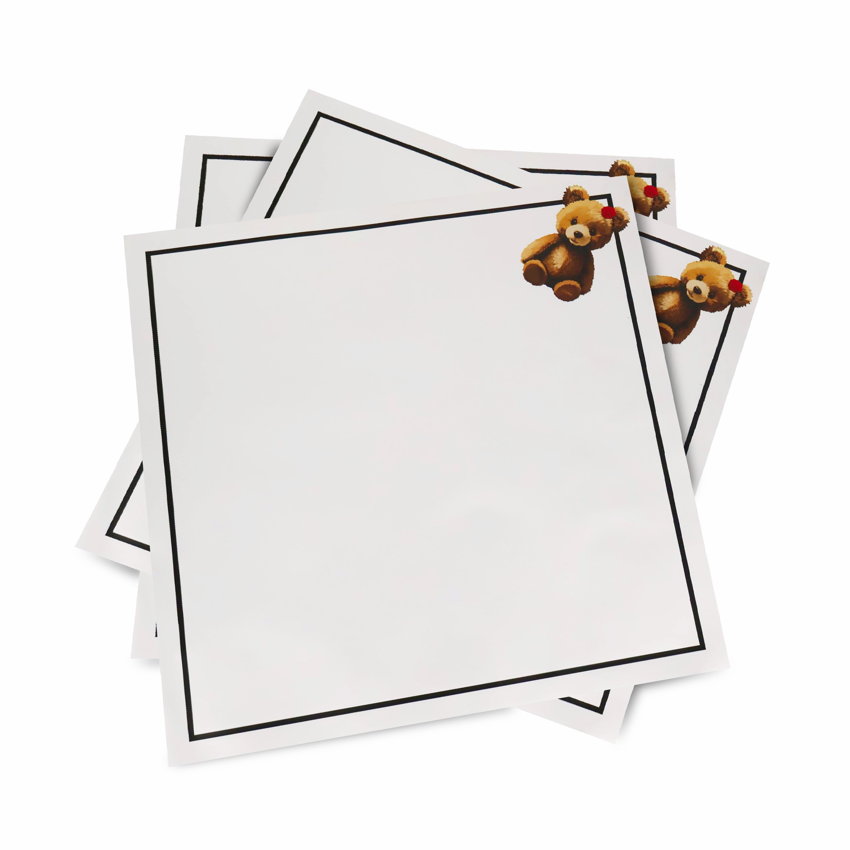 Ayıcık Desenli - Çerçeveli Çiçek Buket Kâğıdı - Hediye Kâğıdı - Ambalaj Kâğıdı- Buket Kâğıdı 50 mic mat porlize - 55x55 cm - 20 Sayfa