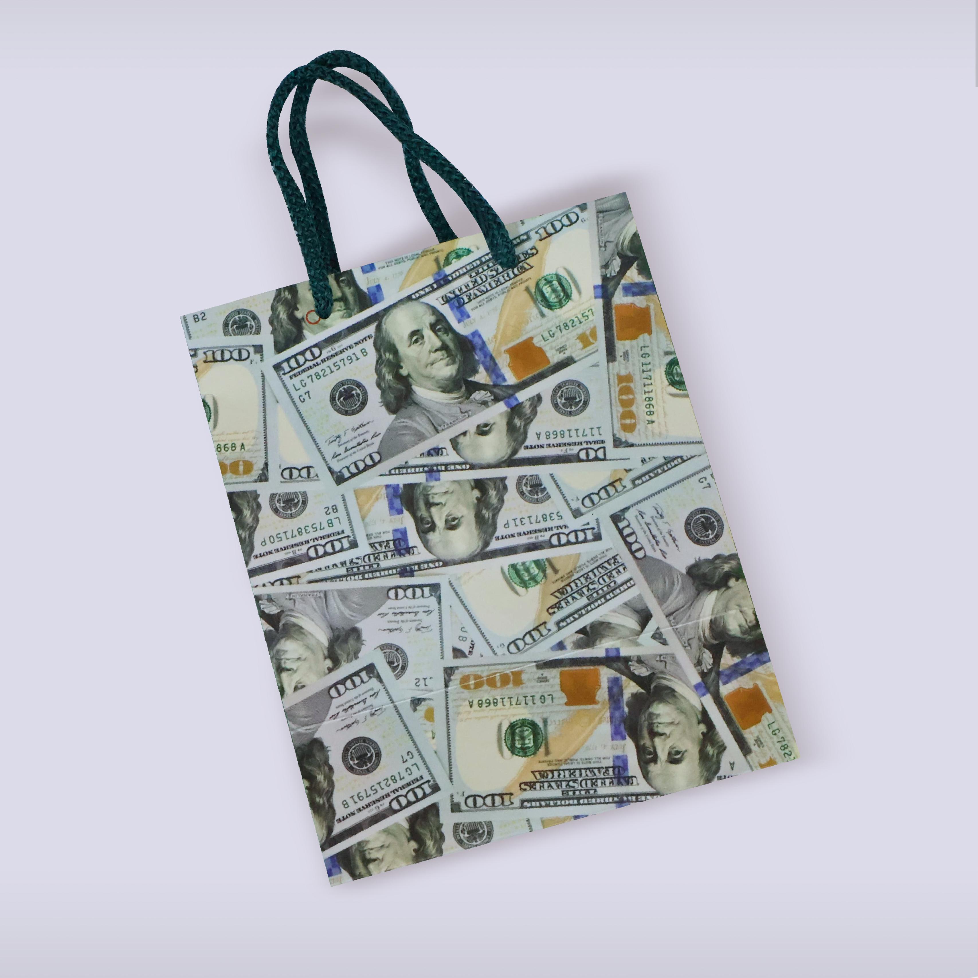 Dolar Tasarımlı Karton Çanta-18x12x23