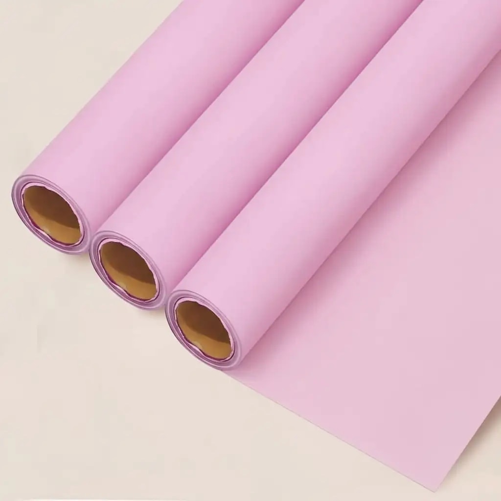 Açık Pembe Ön/Arka Renk Rulo Çiçek buket kağıdı-40 Metre-Sedef