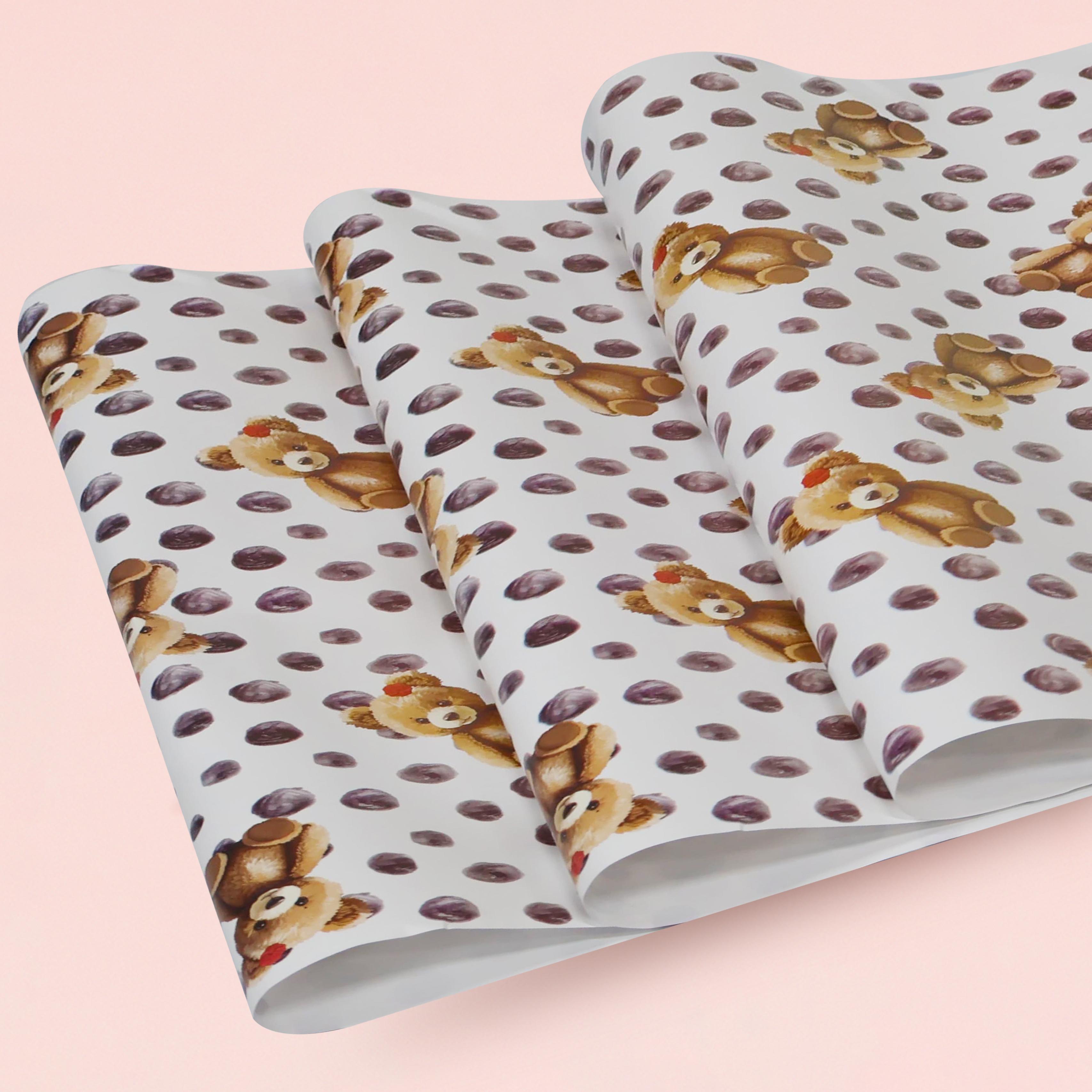 Puantiye Ayıcık Tasarımlı Hediye Paketleme Mazemesi-50x70cm-50Sayfa 