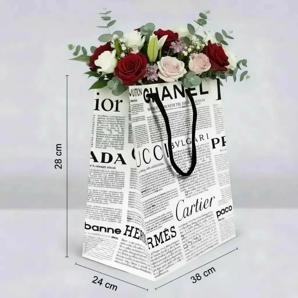 Dünya Markaları Tasarımlı Karton Çanta-38x14x28