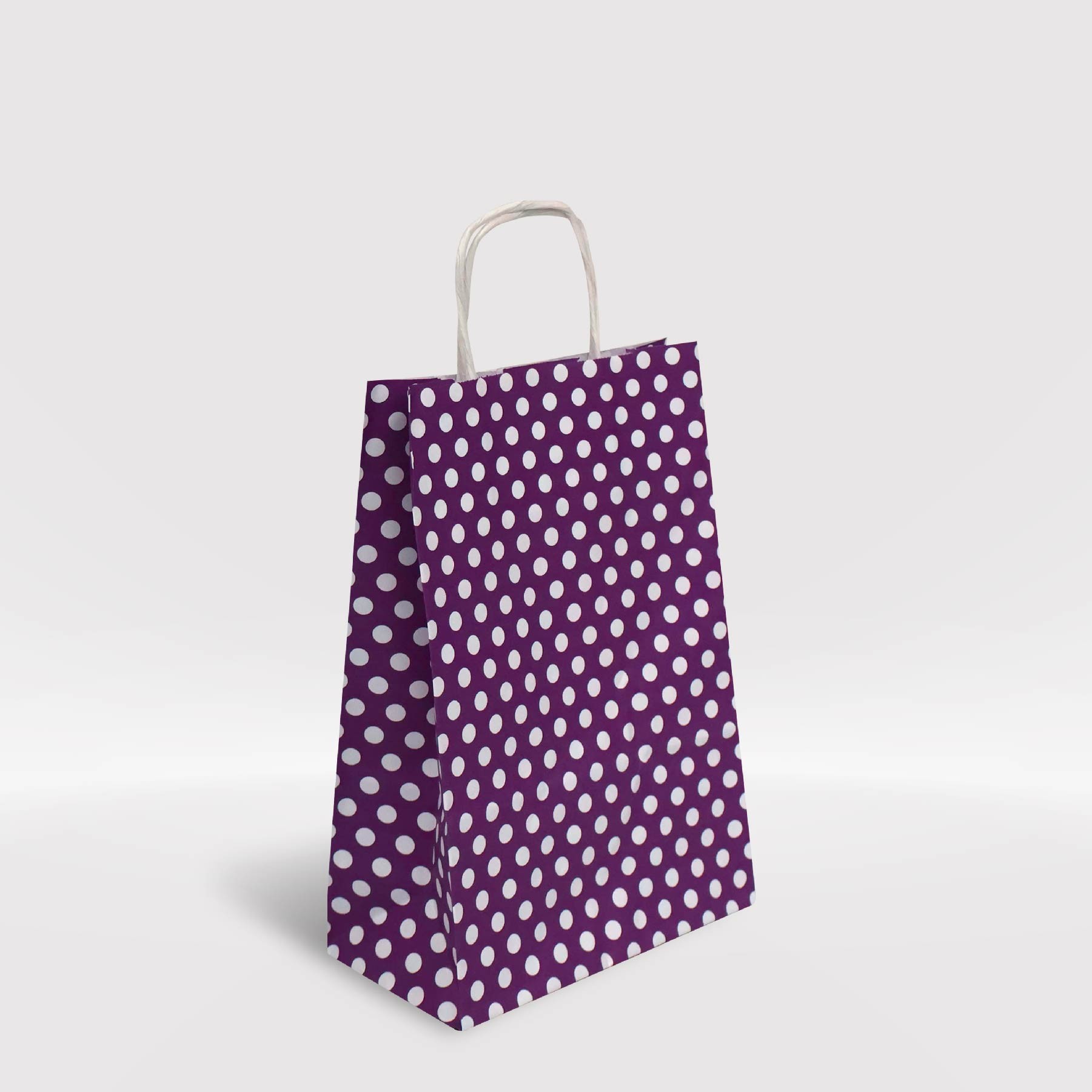 Mor Puantiyeli Kraft Kağıt Çanta 18x8x25-(25Adet)