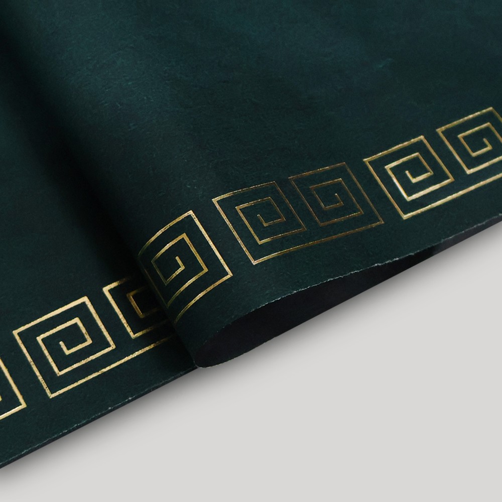 Kraft Kağıt Ön-Arka Çift Renk Gold Varak Yaldız Baskılı Roma Motif Desenli Çiçek Buket Kağıdı-57x57 cm-15 Sayfa