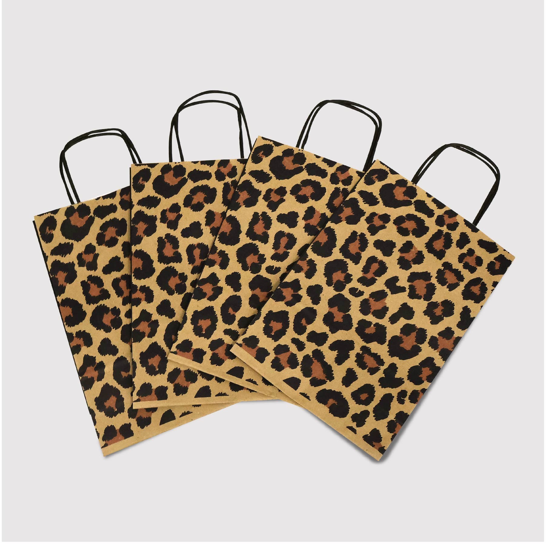 Leopar Desen Kraft Kağıt Çanta-18x8x25-(25 Adet)