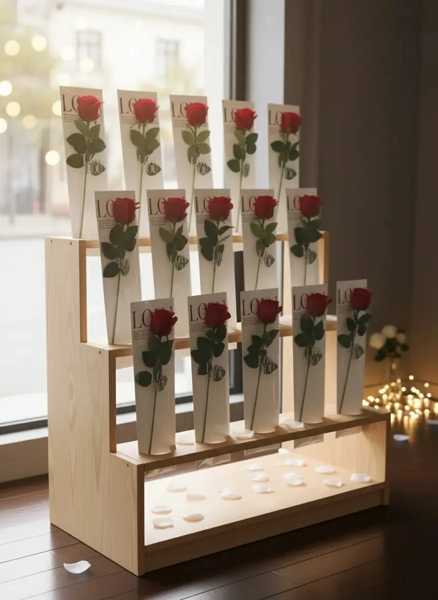 Tekli Çiçek Buket Ambalajı - Beyaz Arka Plan - 100 Adet