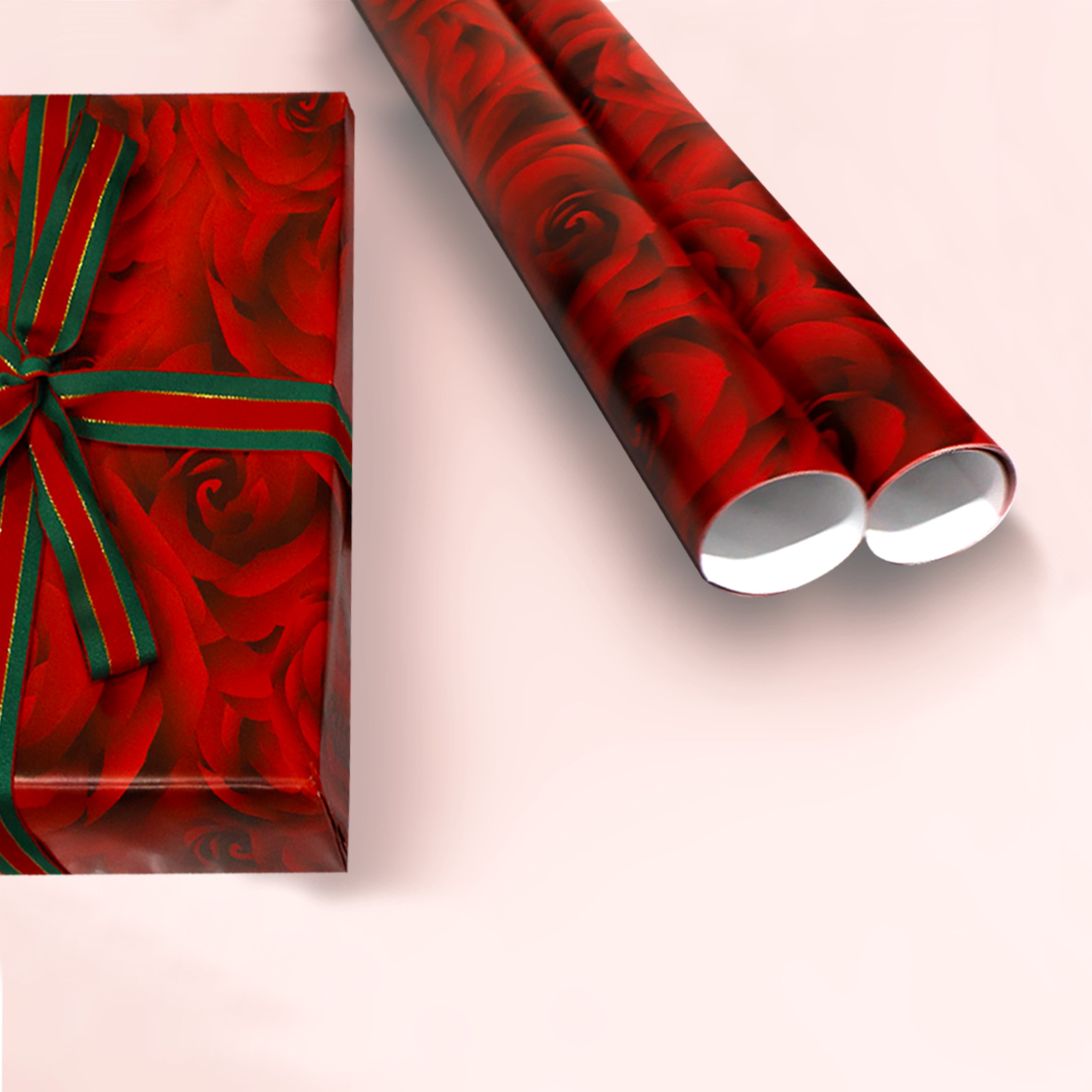 Kırmızı Gül Tasarımlı Hediye Paketleme Mazemesi-50x70cm-50Sayfa