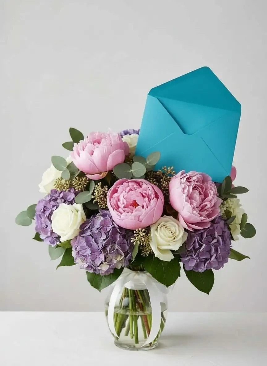 Zarf- Mavi Renk - Çiçek Buket Aksesuarı - 9cmX7cm-100 Adet 