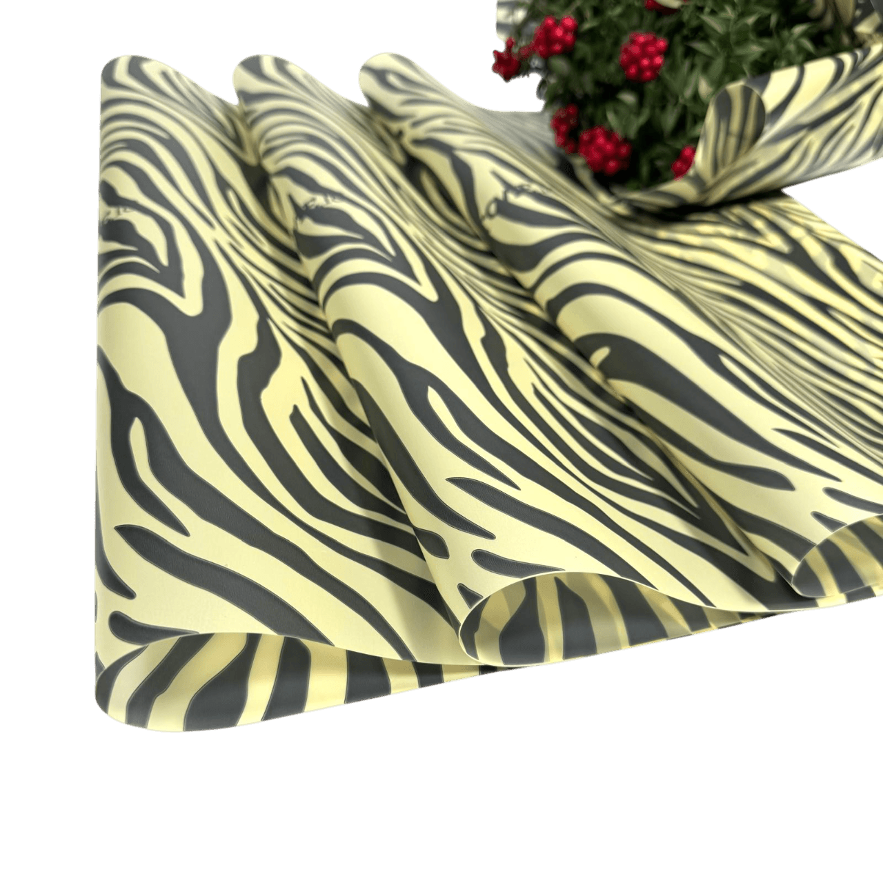 Zebra Desenli-Sarı Renk Çiçek Buket Kağıdı-Mat Opp-55x55cm-10Sayfa