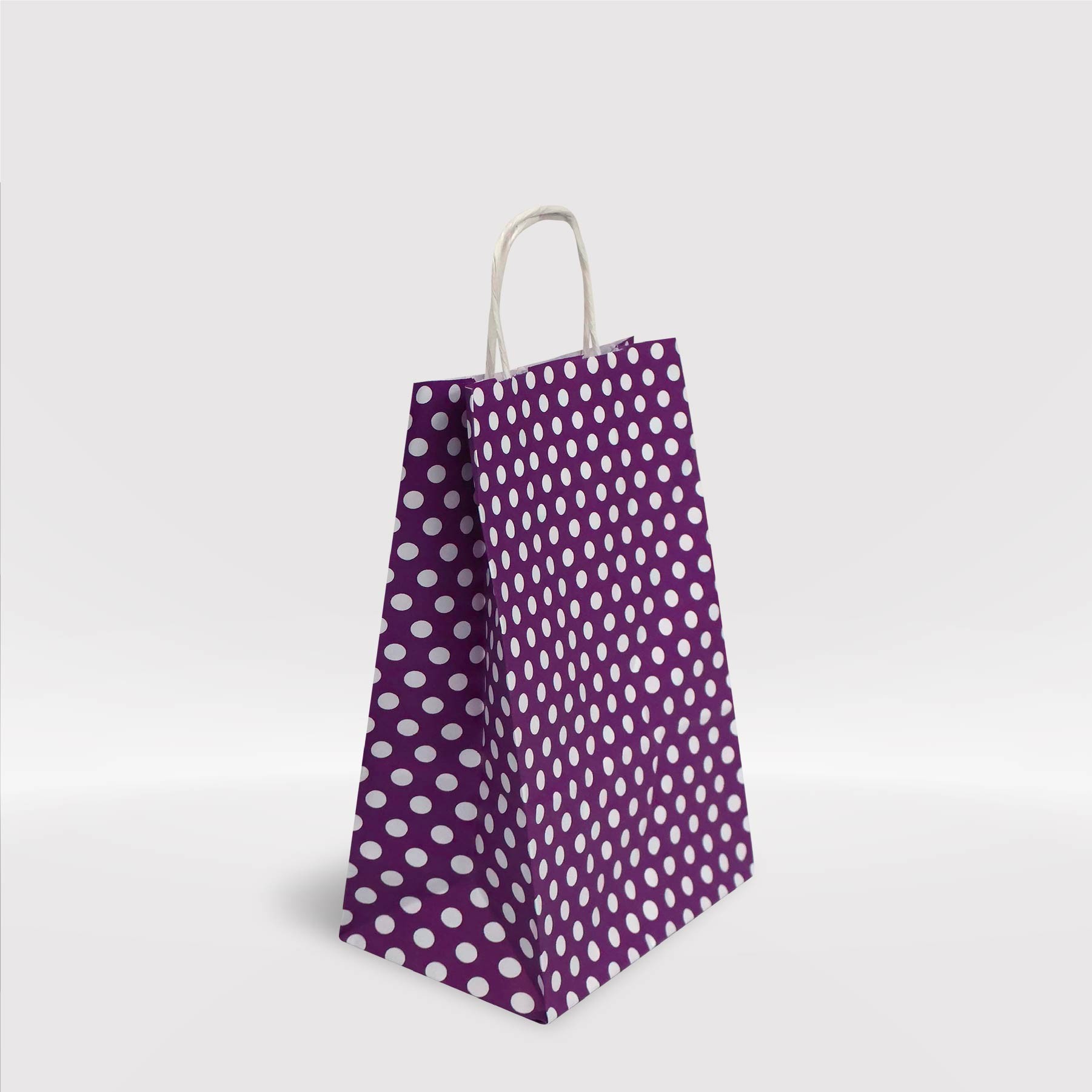 Mor Puantiyeli Kraft Kağıt Çanta 18x8x25-(25Adet)