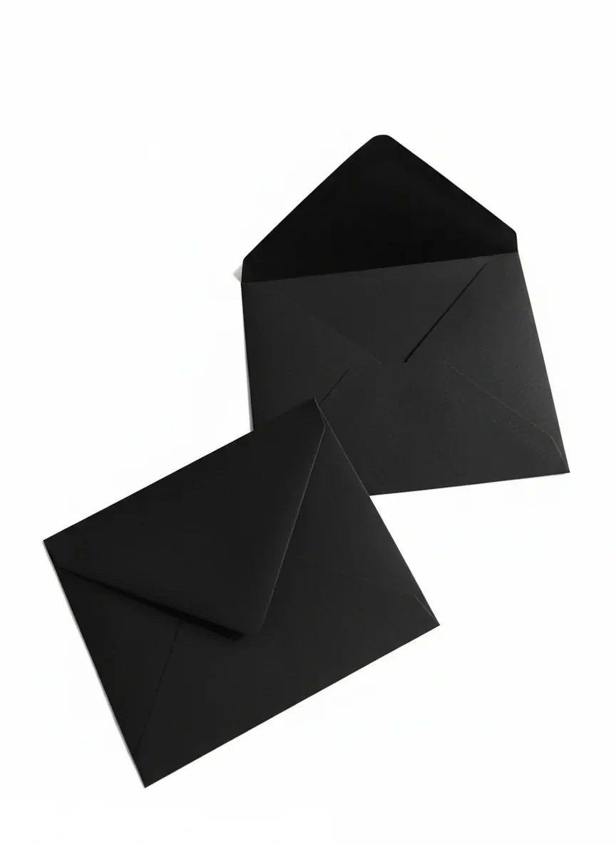 Zarf- Siyah Renk - Çiçek Buket Aksesuarı - 9cmX7cm-100 Adet 