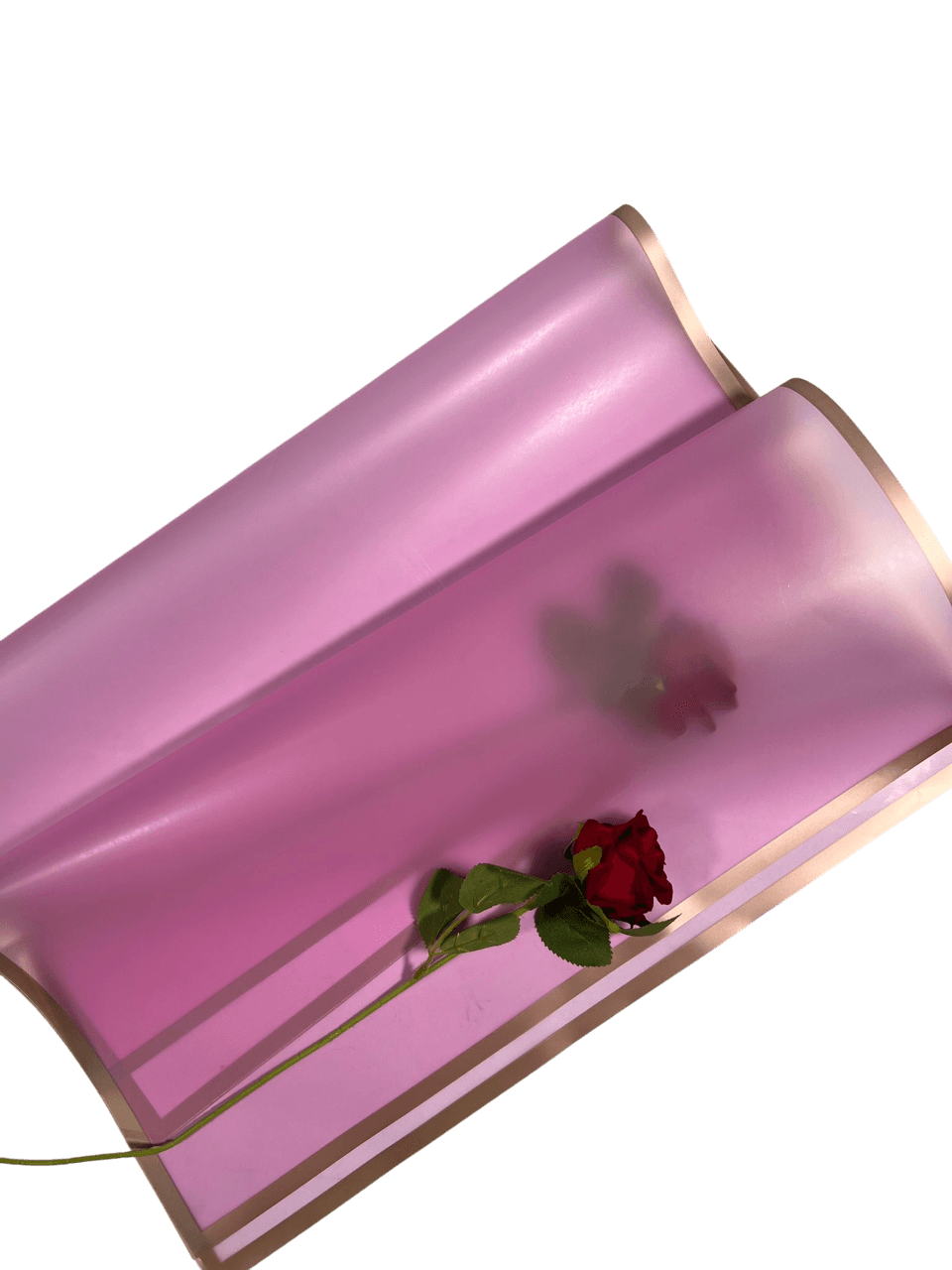 Çiçek Buket Kağıdı Rose Pembe Kenar Çerçeveli Pembe zemin Lüks mat Opp 55x55cm-20 sayfa