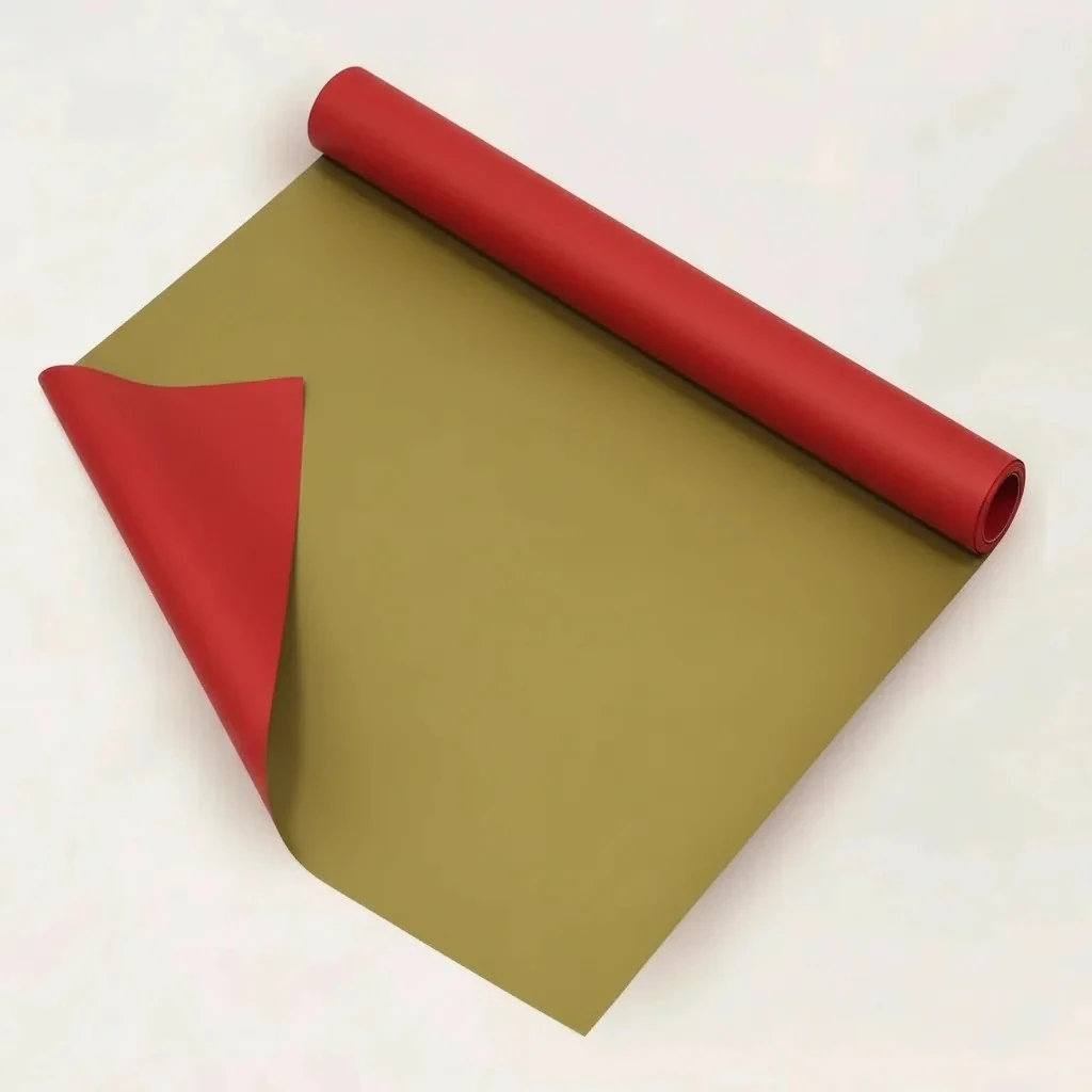 Kırmızı&Gold Renk Rulo Çiçek buket kağıdı-35 Metre-70cm-sedef