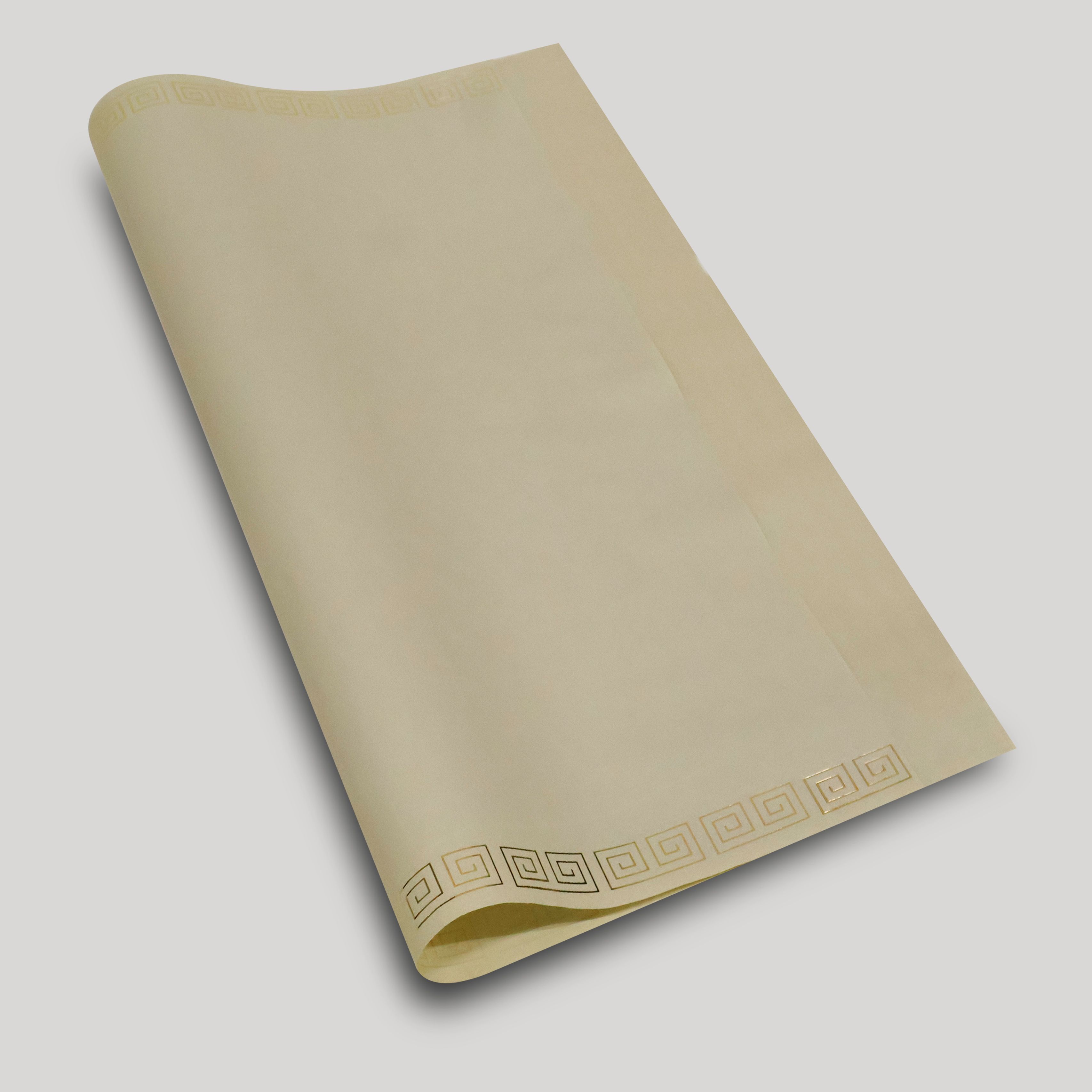 Kraft Kağıt Ön-Arka Mat Tek Renk Gold Varak Yaldız Baskılı Roma Motif Desenli Çiçek Buket Kağıdı-57x57 cm-15 Sayfa