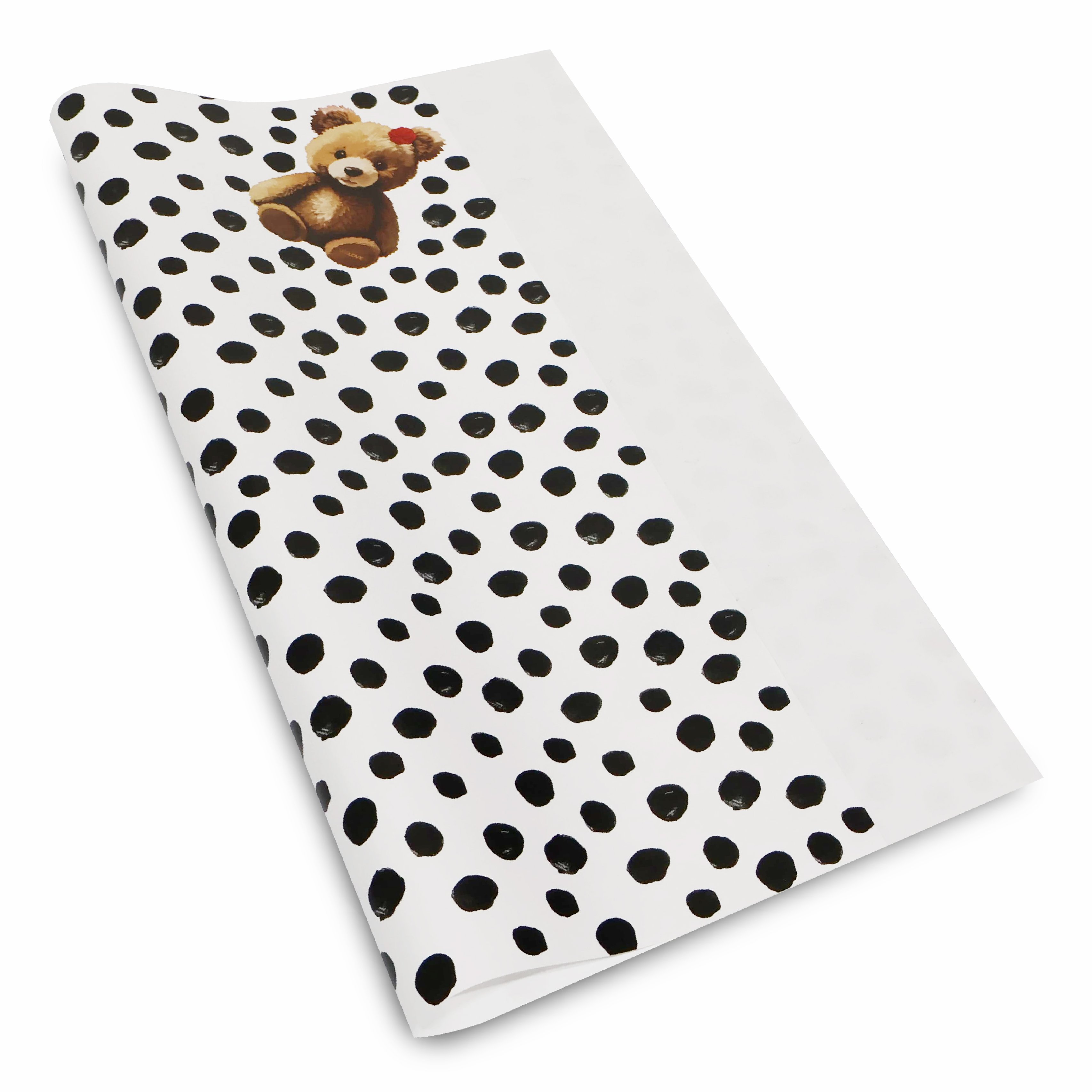Ayıcık Desenli - Puatiye Zeminli Çiçek Buket kâğıdı - Hediye Kâğıdı - Ambalaj Kâğıdı - Buket Kâğıdı - 50 mic mat porlize - 55x55 cm - 20 Sayfa