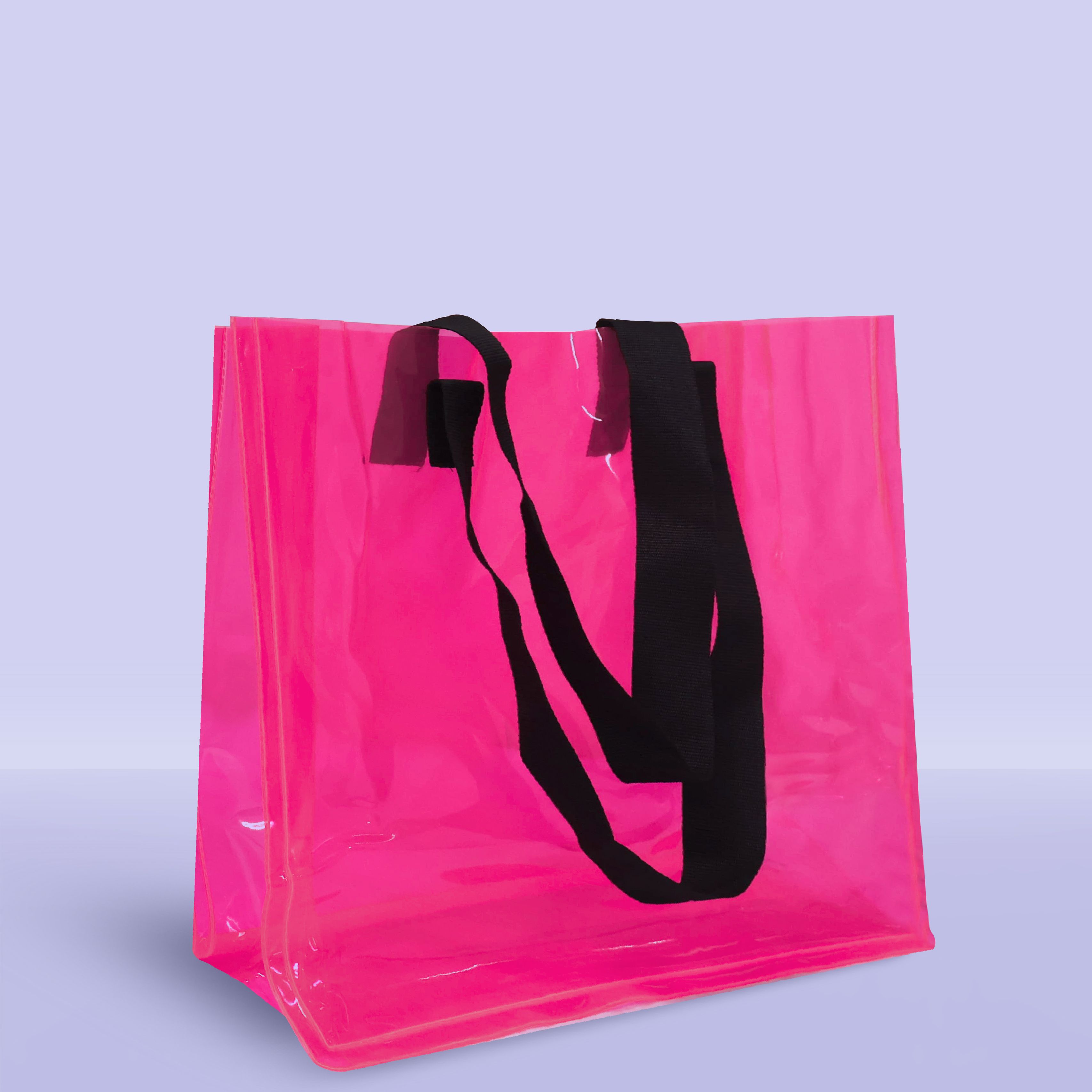 Pembe renk Plaj Çantası-50 mic PVC-38x18x38cm