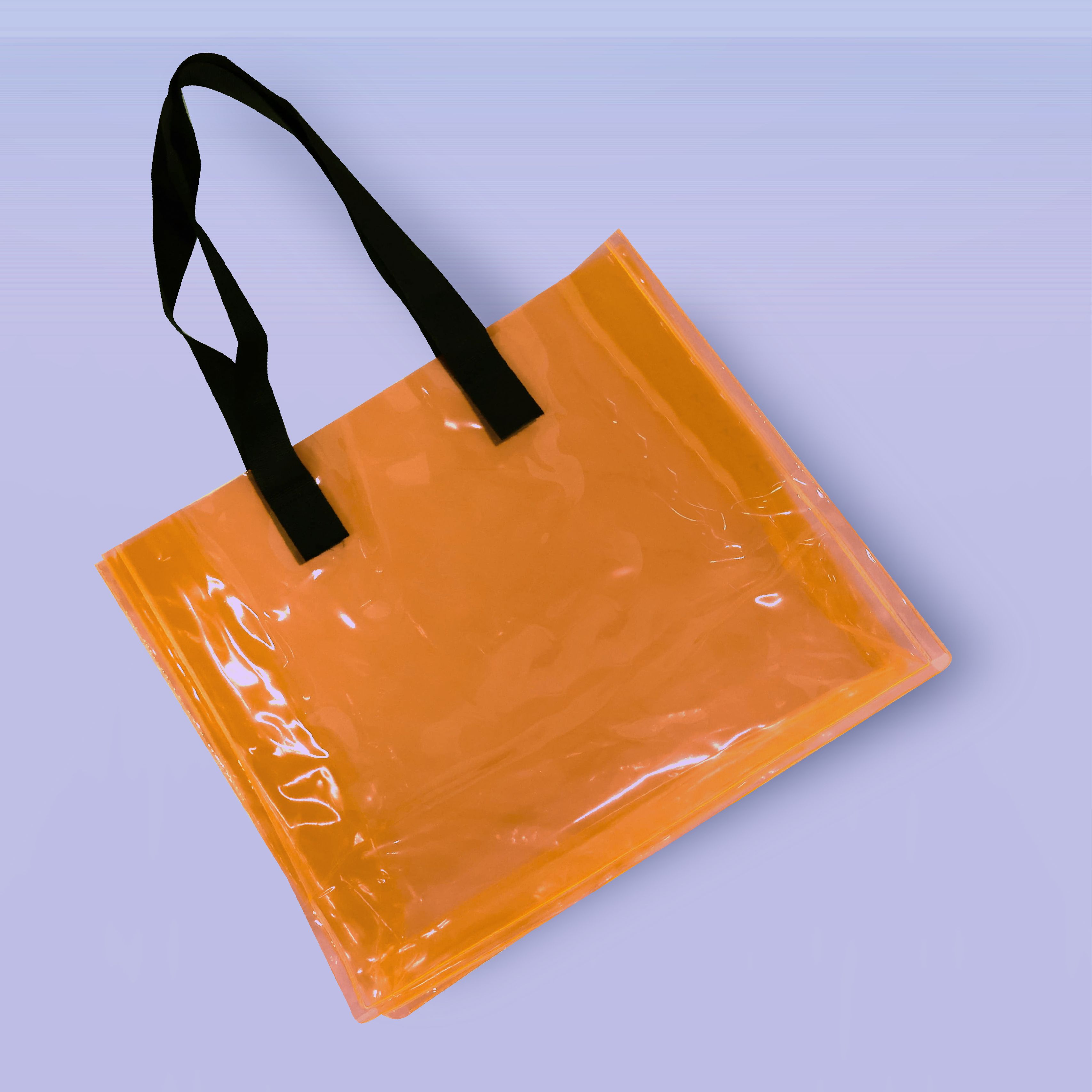 Turuncu renk Plaj Çantası-50 mic PVC-38x18x38cm
