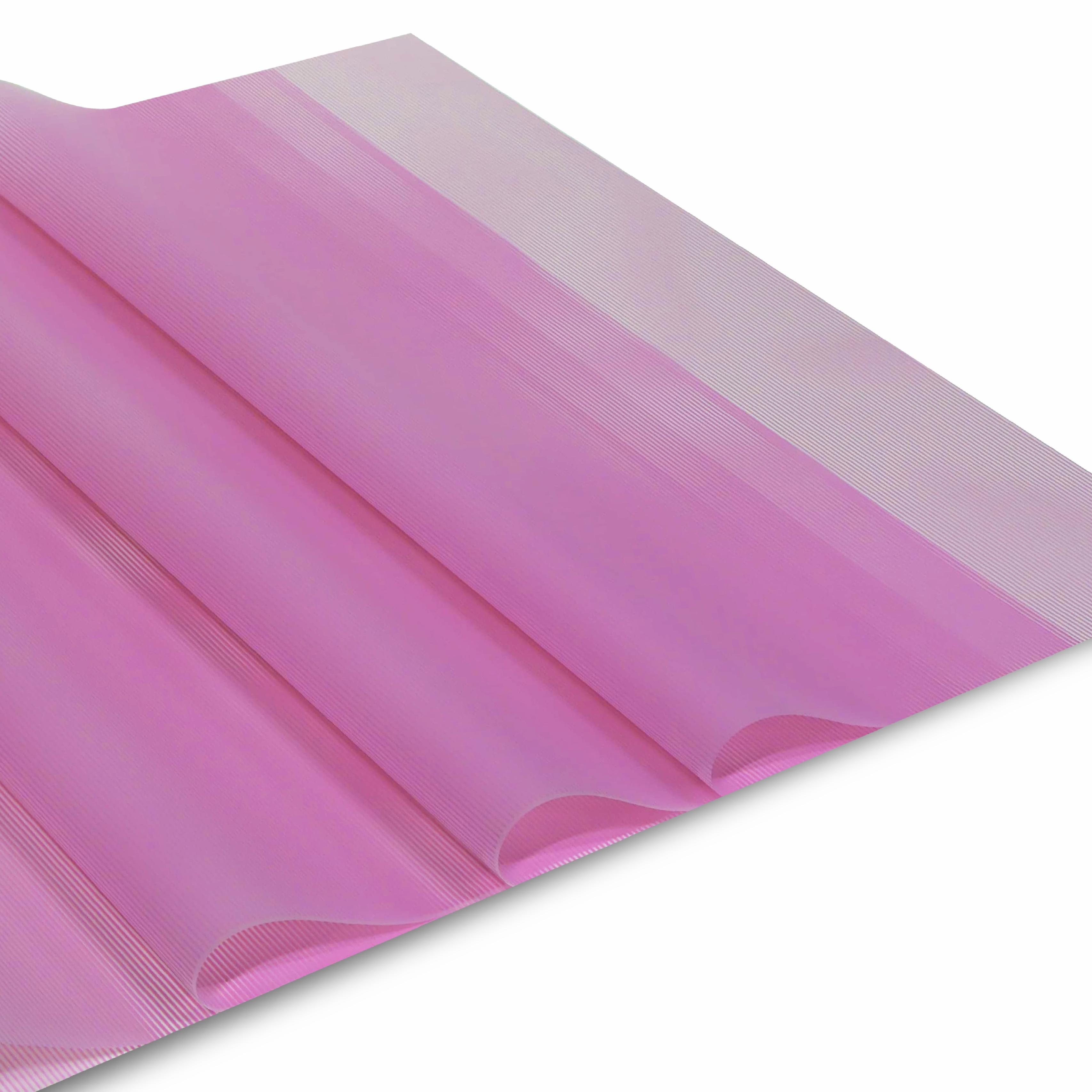 Çizgili Pembe Renk Çiçek Buket Kağıtı&Paketleme Mazemesi 55x55cm-20 Sayfa