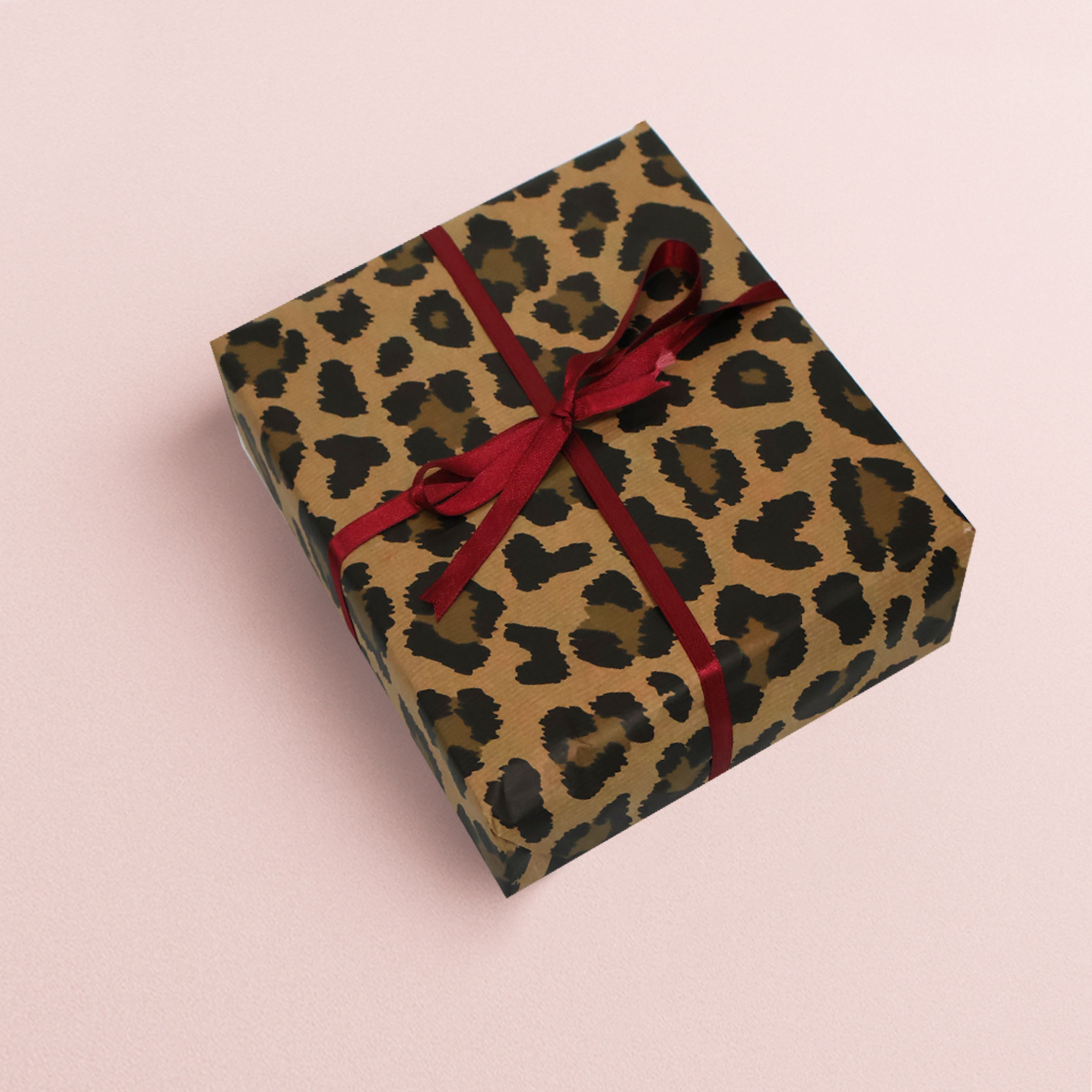 Leopar Desenli Hediye Paketleme Mazemesi Virgin Kraft Kağıt-10 Sayfa-55x55cm 