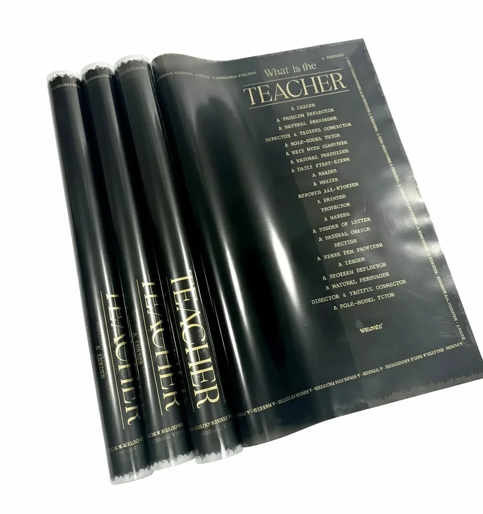 Öğretmenler Gününe Özel Çiçek Buket kağıdı Siyah Zemin mat opp 55x55cm-20 Sayfa