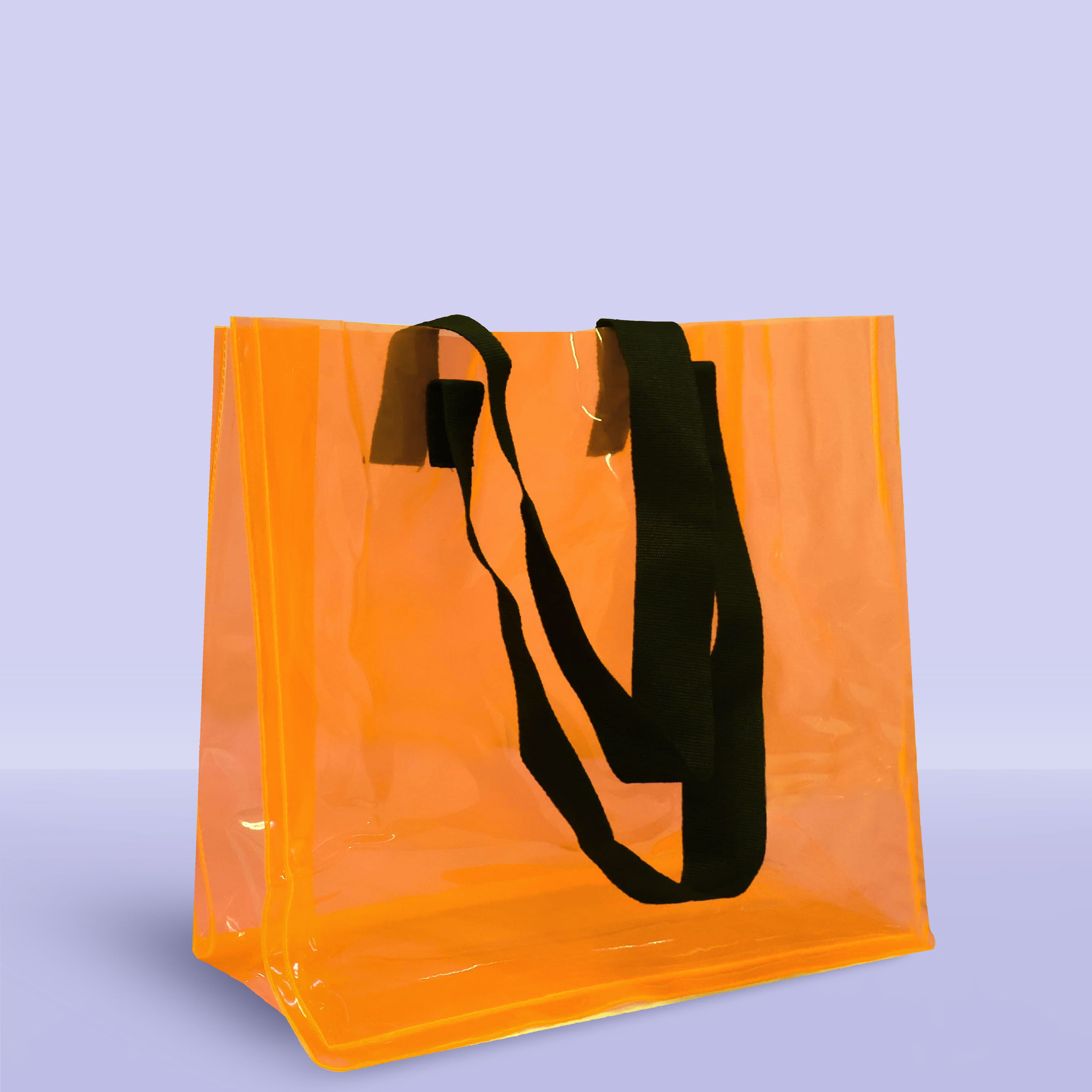 Turuncu renk Plaj Çantası-50 mic PVC-38x18x38cm