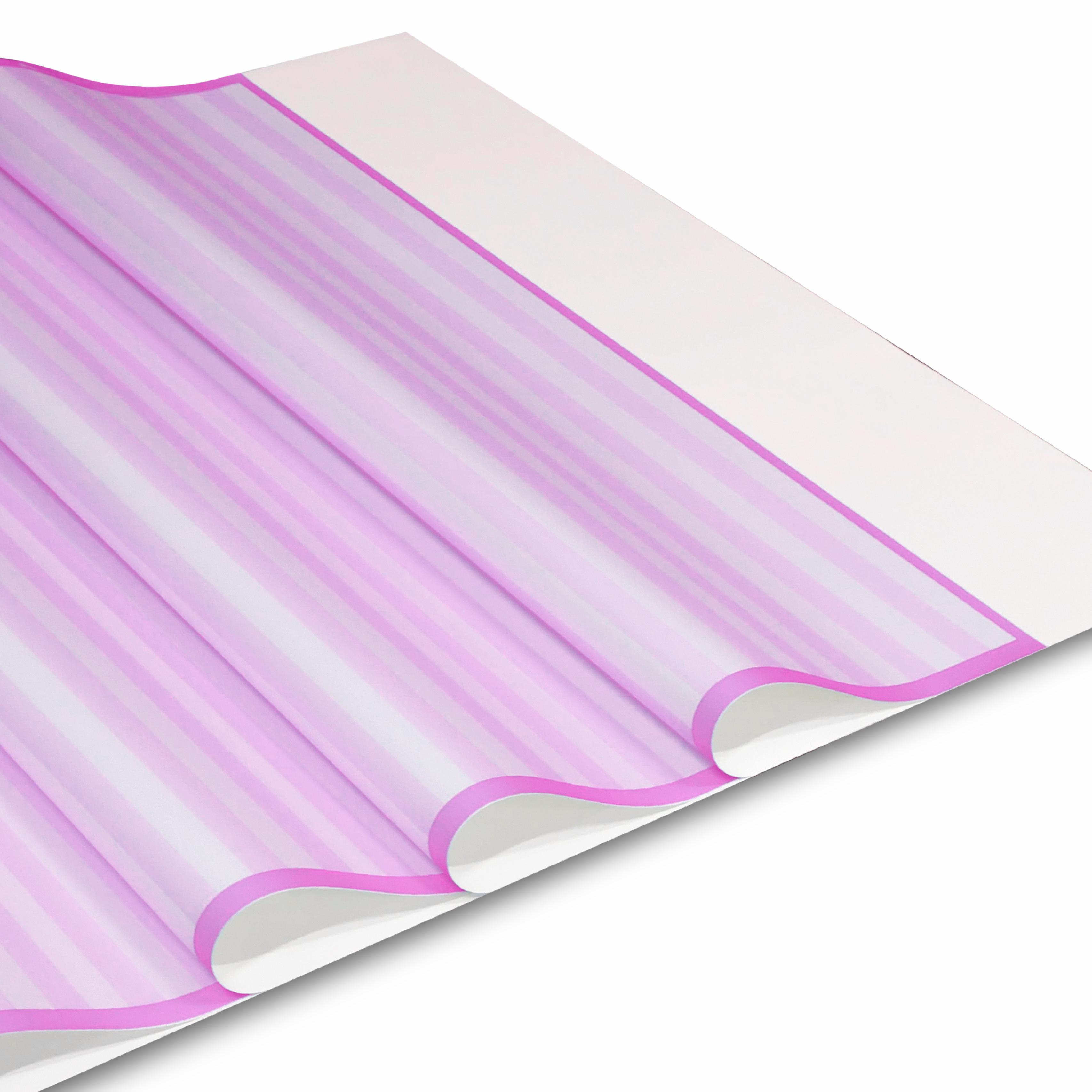 Pembe Çizgili Çiçek Buket Kağıdı-55x55cm-20Sayfa