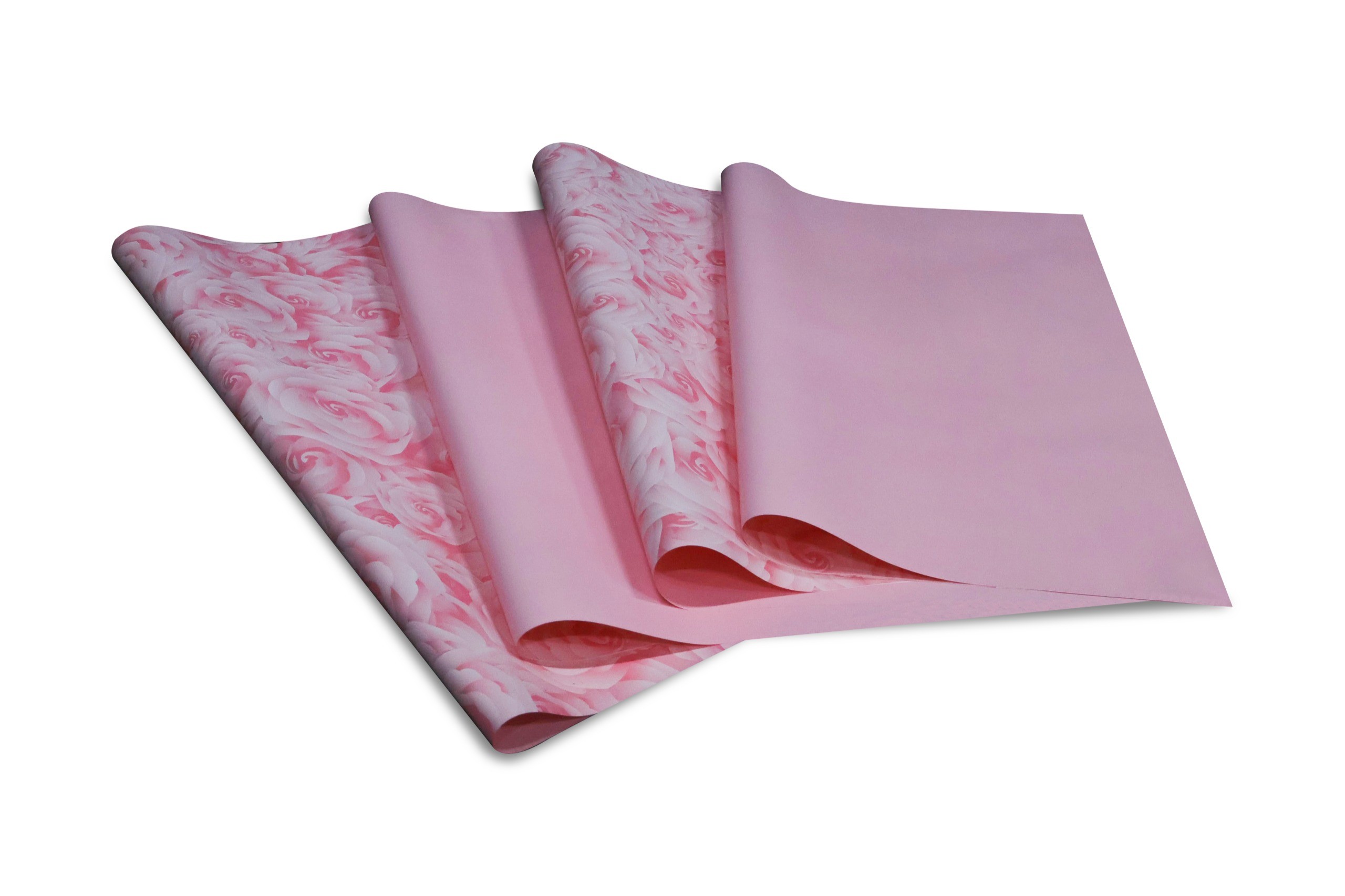 Pembe Gül Tasarımlı Çiçek Buket Kağıdı-Sedef-55x55cm-20 Sayfa