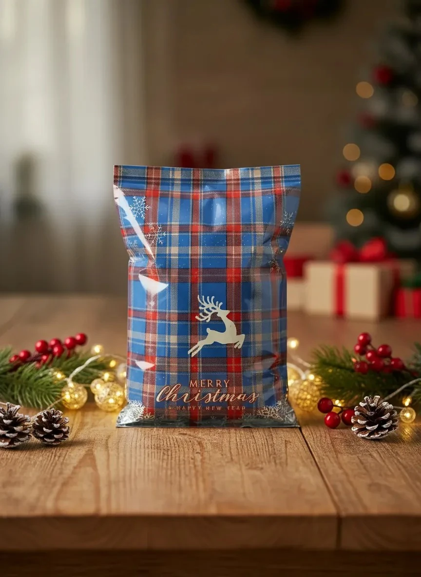 Yılbaşı Temalı Bantlı Hediye Paketi - 25x30+5