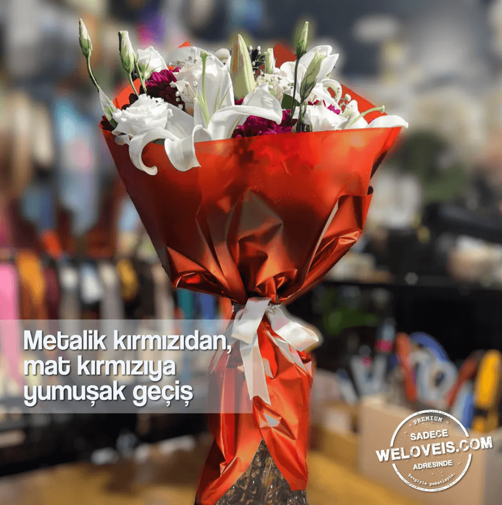 Metalik Degrade Mat Çiçek Buket Kağıdı-Metalize-60x60cm-15 Sayfa - ROSE GOLD