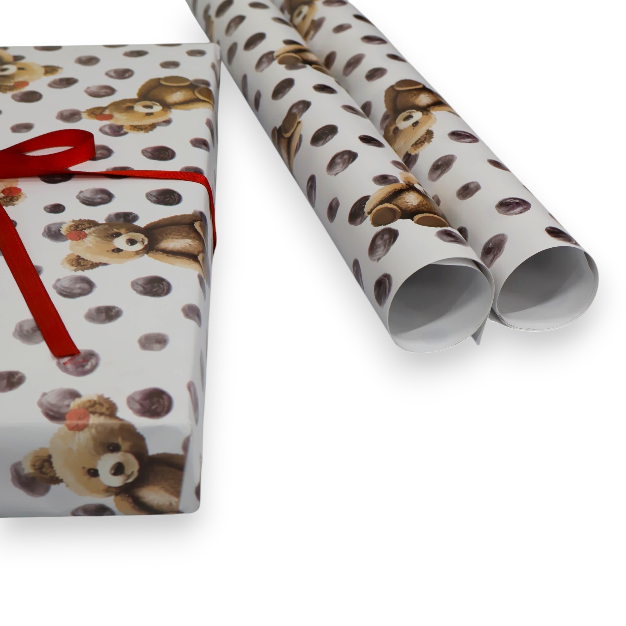 Puantiye Ayıcık Tasarımlı Hediye Paketleme Mazemesi-50x70cm-50Sayfa 