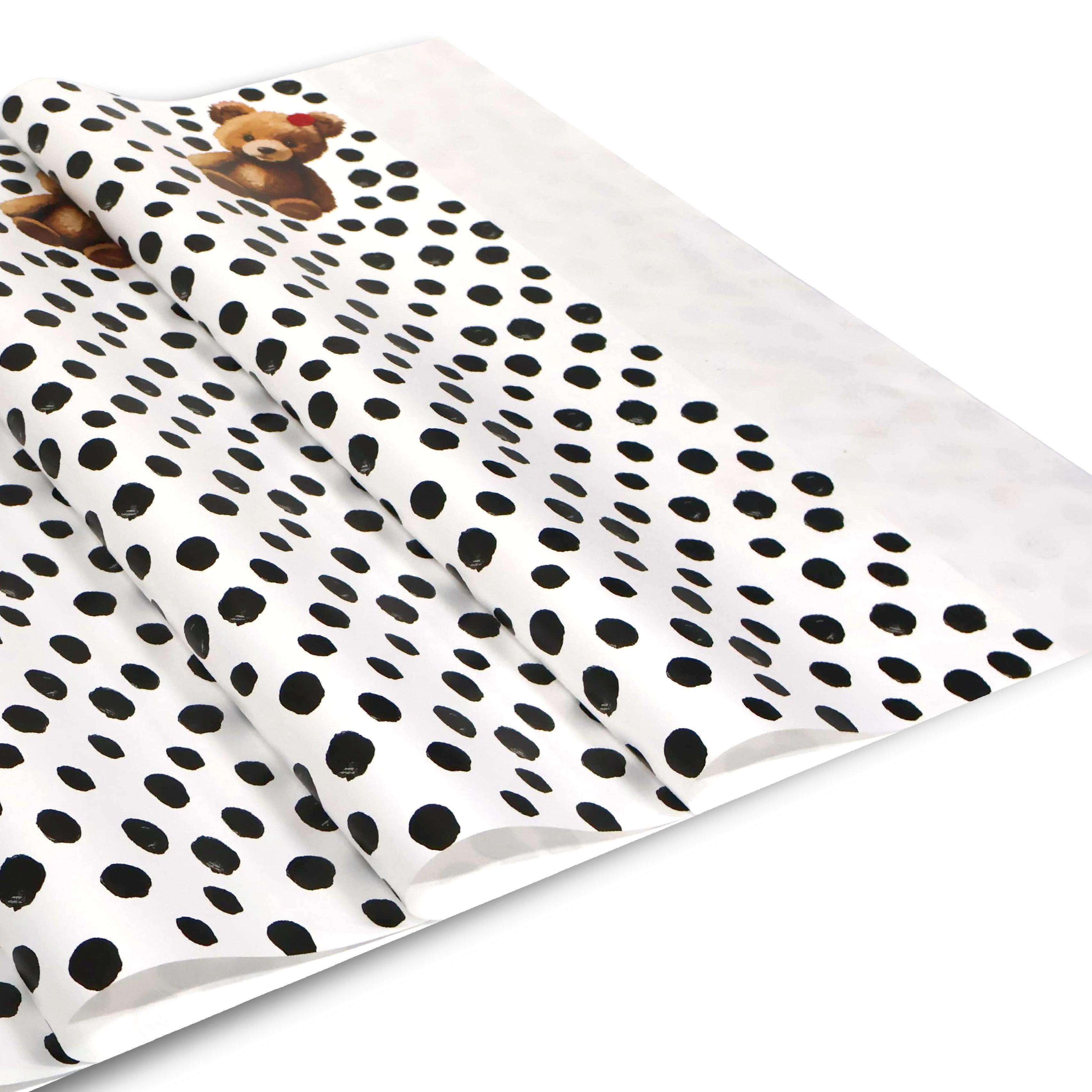 Ayıcık Desenli - Puatiye Zeminli Çiçek Buket kâğıdı - Hediye Kâğıdı - Ambalaj Kâğıdı - Buket Kâğıdı - 50 mic mat porlize - 55x55 cm - 20 Sayfa