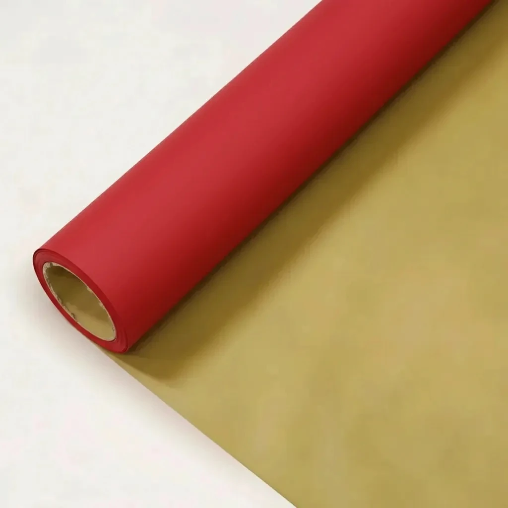 Kırmızı&Gold Renk Rulo Çiçek buket kağıdı-35 Metre-70cm-sedef
